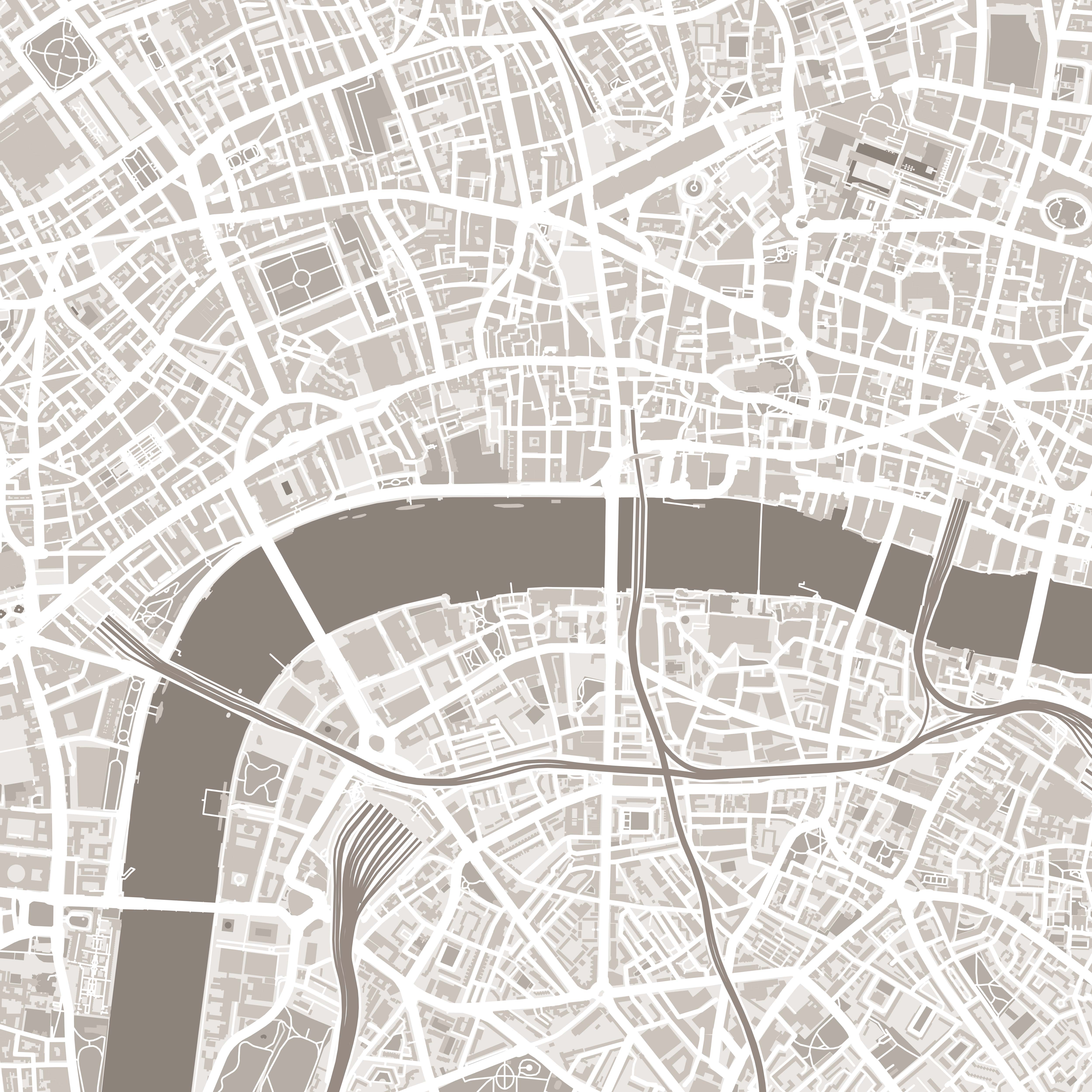 London Map Print – Sepia Edition – Landscape