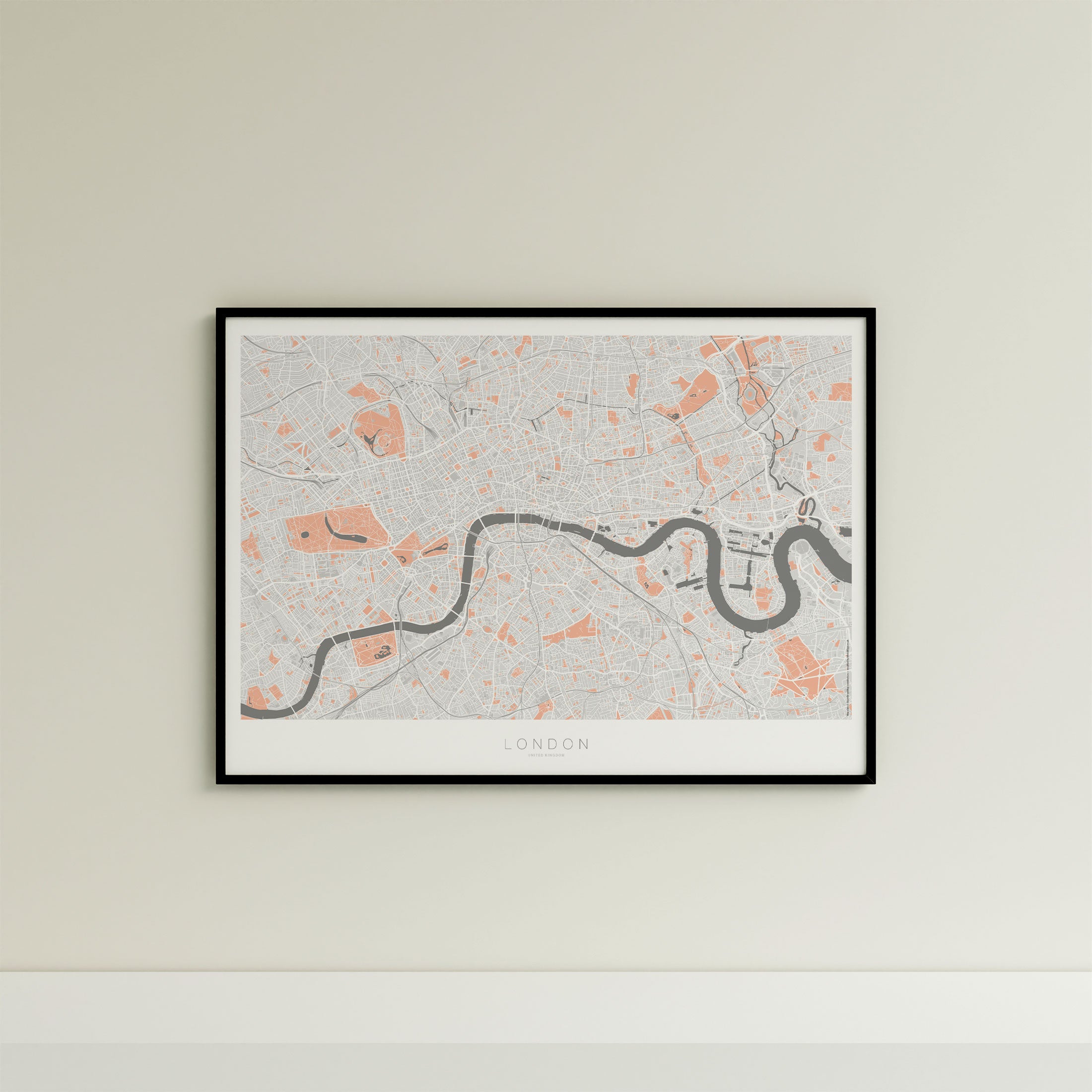 London Map Print – Coral Edition – Landscape