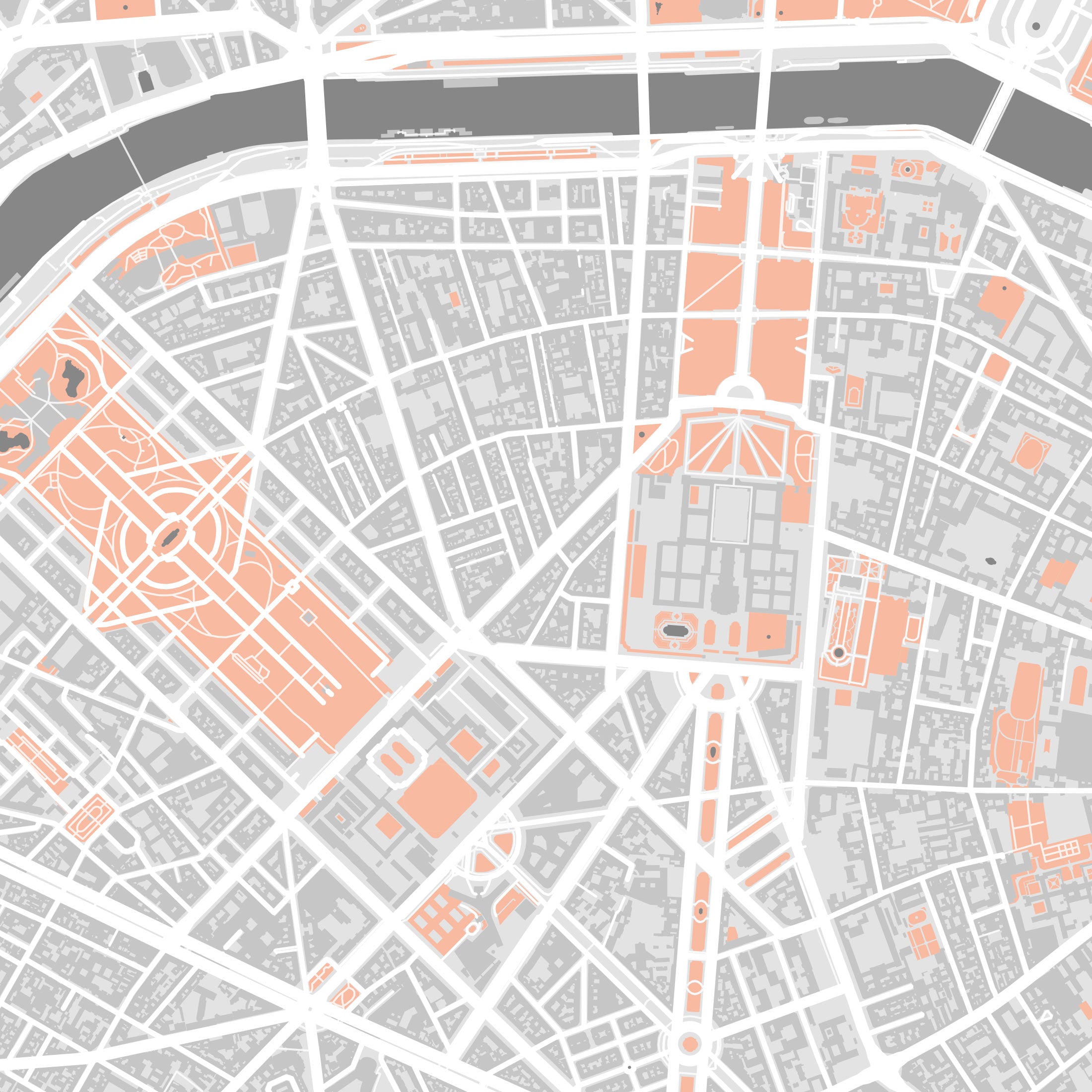 Paris Map Print – Coral Edition – Portrait