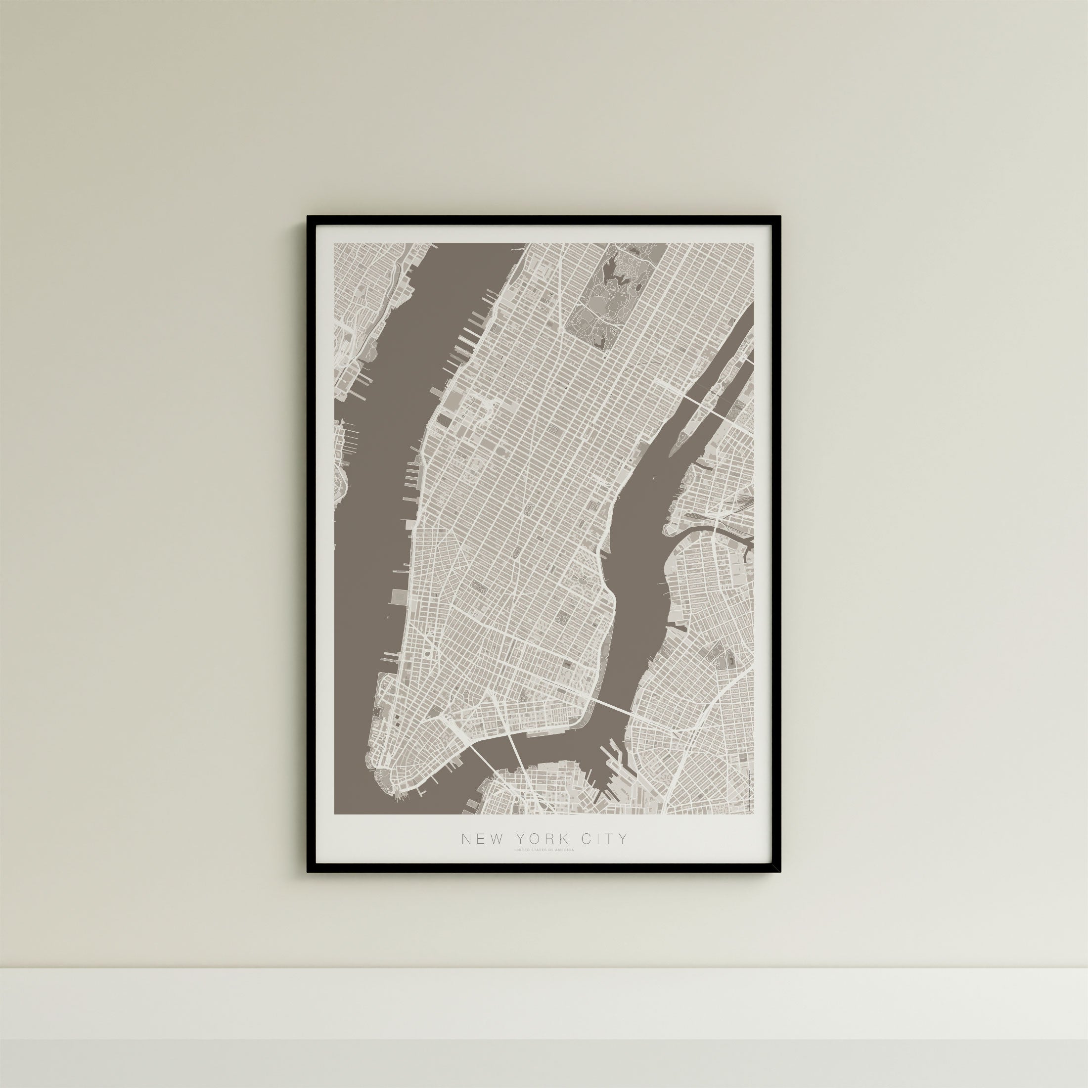 New York City Map Print – Sepia Edition – Portrait