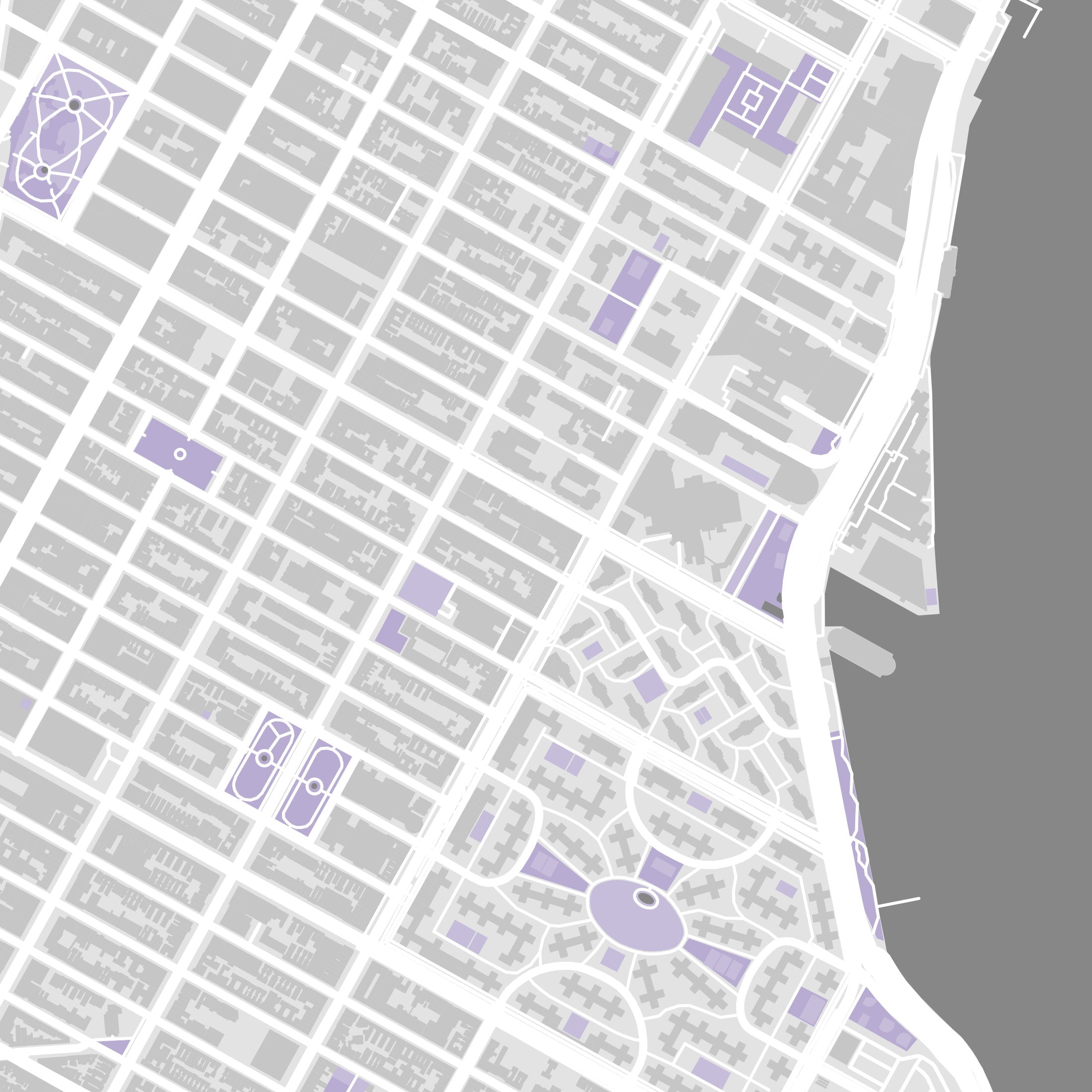 New York City Map Print – Lilac Edition – Landscape
