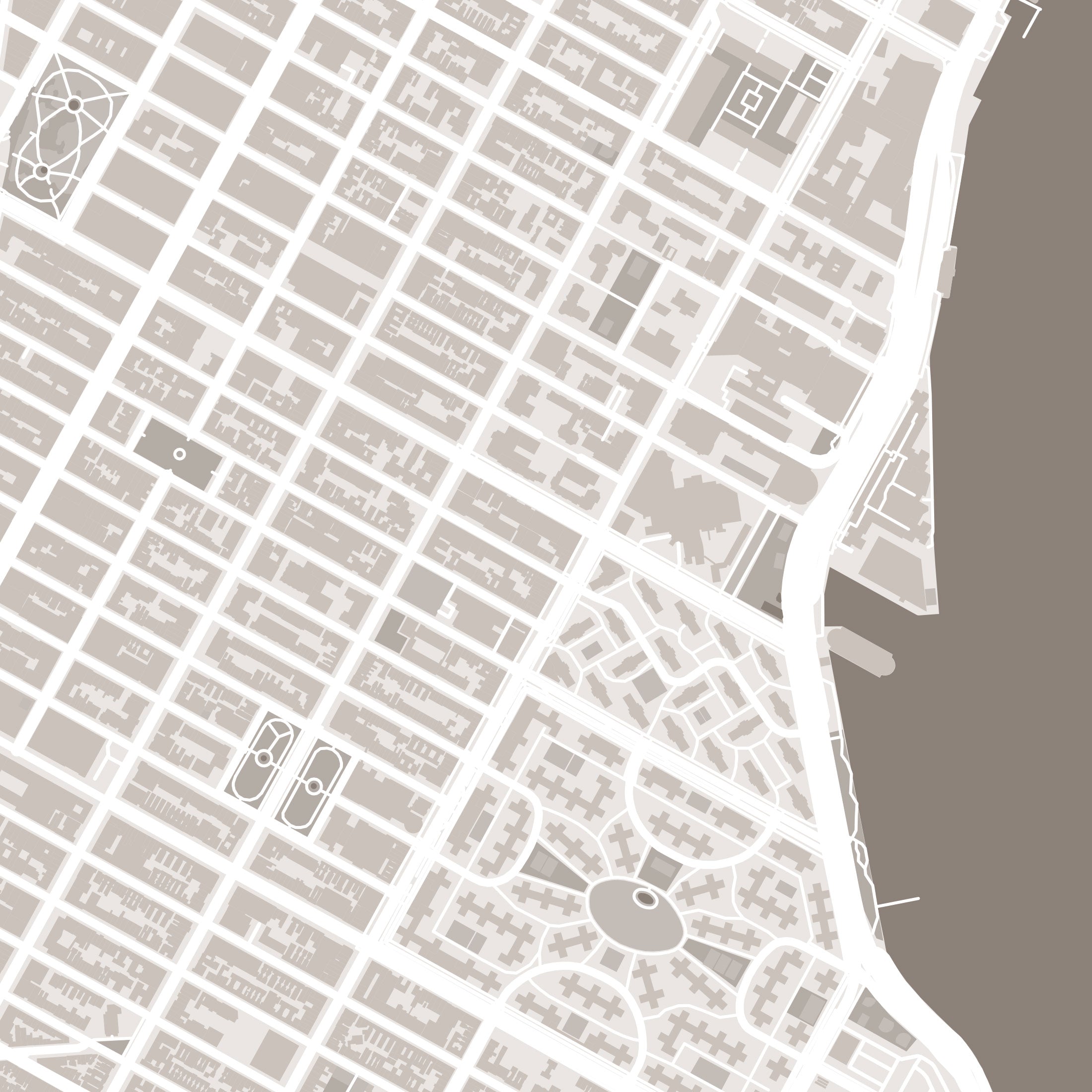 New York City Map Print – Sepia Edition – Portrait
