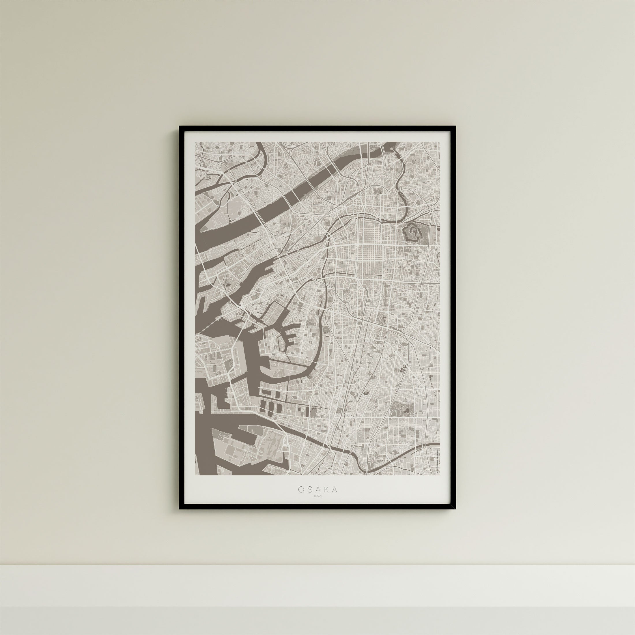 Osaka Map Print – Sepia Edition – Portrait