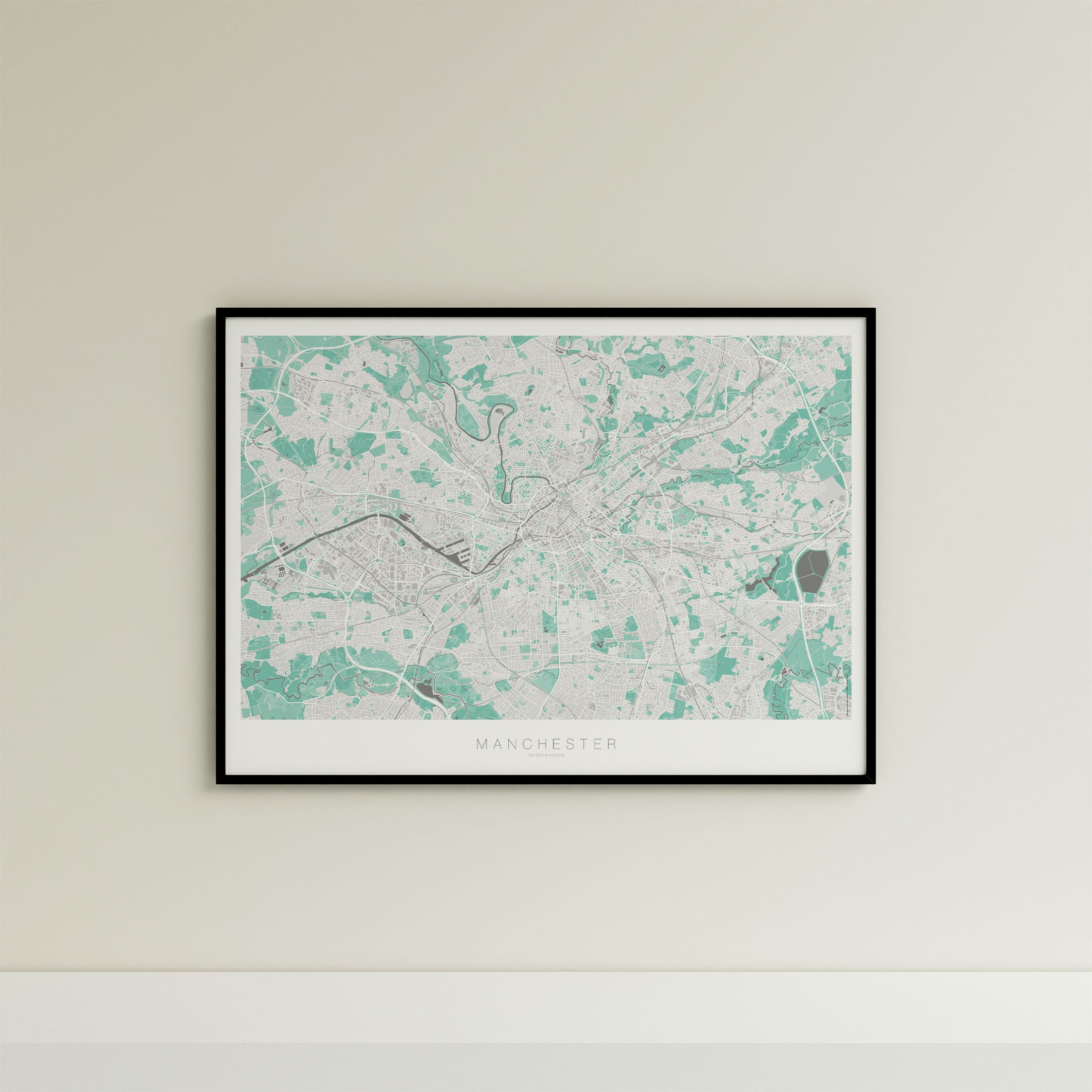 Manchester Map Print – Forest Edition – Landscape