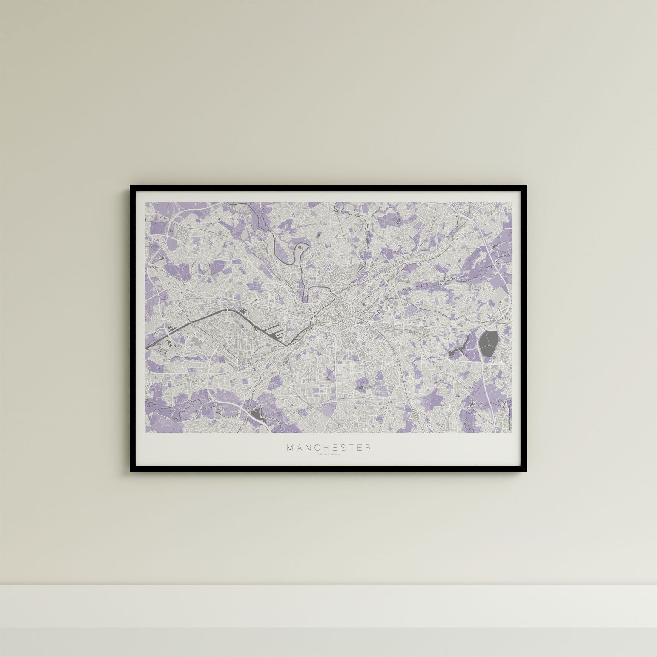 Manchester Map Print – Lilac Edition – Landscape