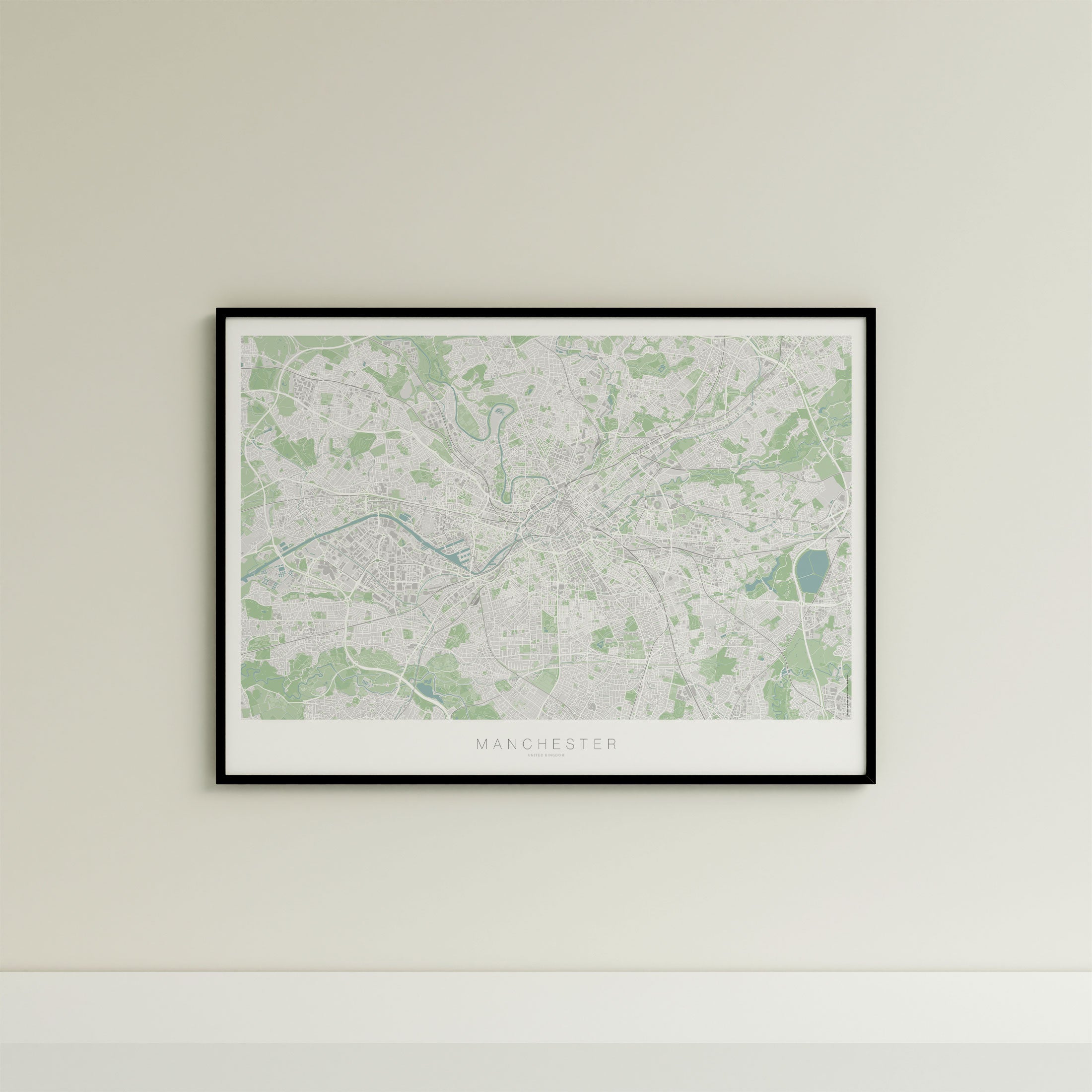 Manchester Map Print – Atlas Traditional Edition – Landscape