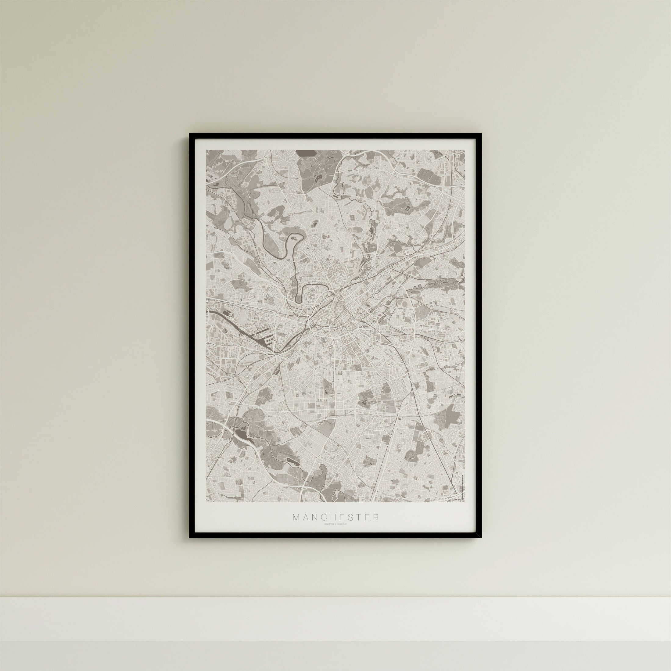 Manchester Map Print – Sepia Edition – Portrait