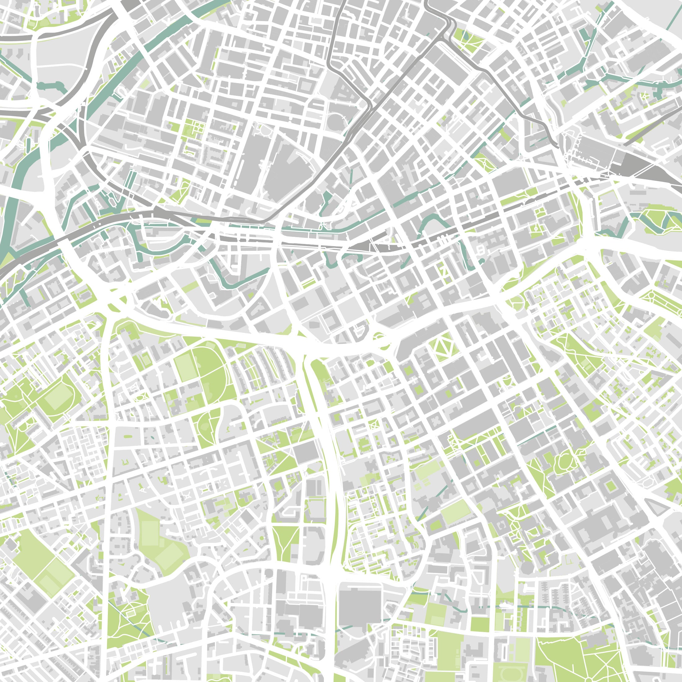 Manchester Map Print – Atlas Modern Edition – Landscape
