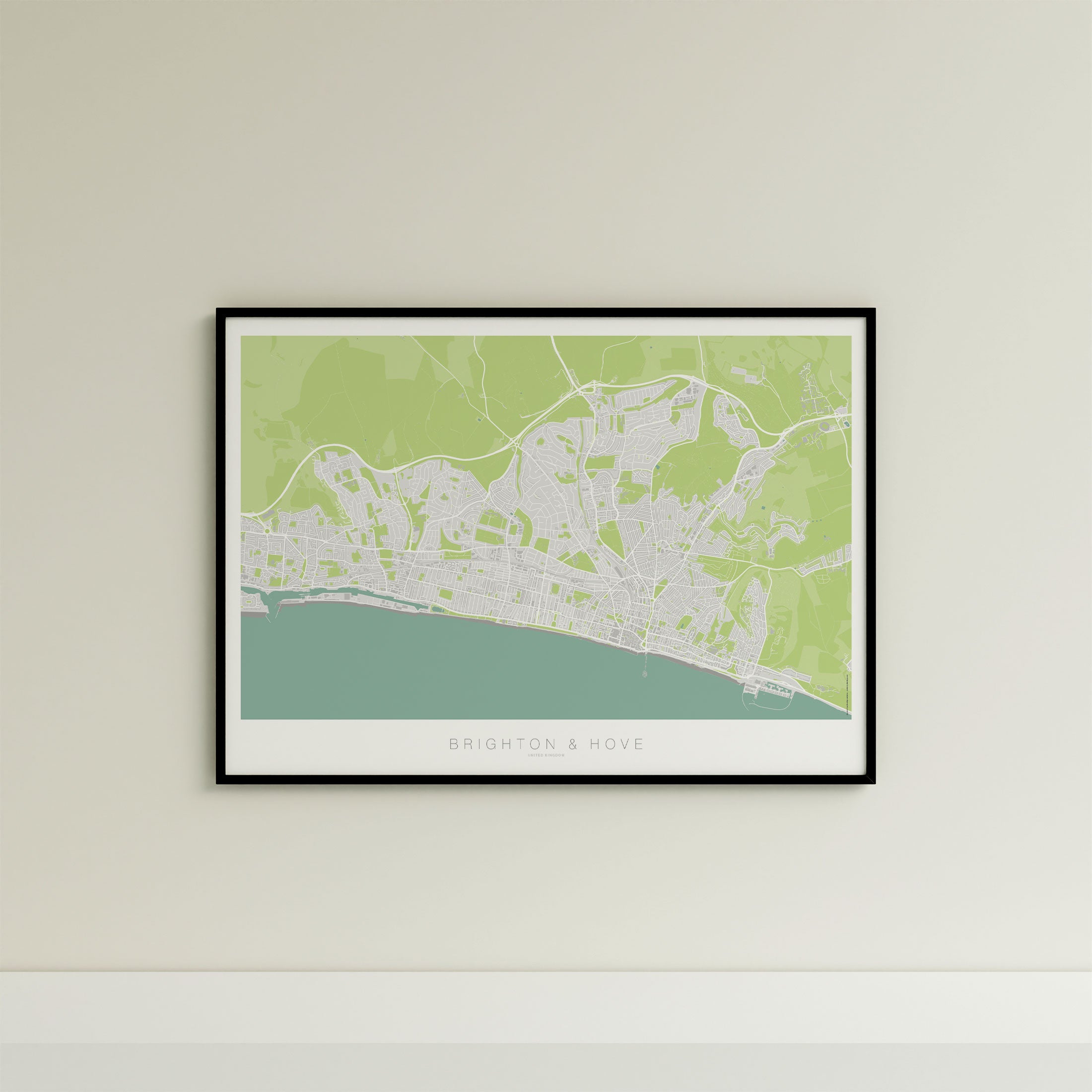 Brighton & Hove Map Print – Atlas Modern Edition – Landscape