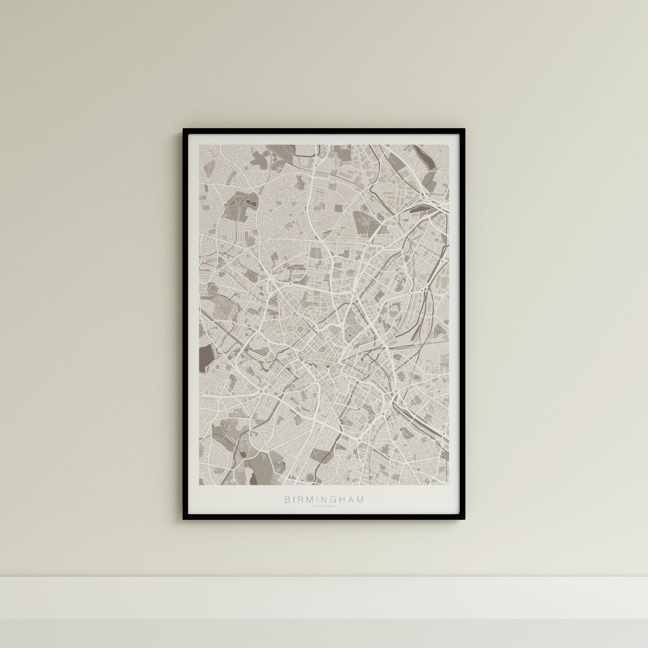 Birmingham Map Print – Sepia Edition – Portrait