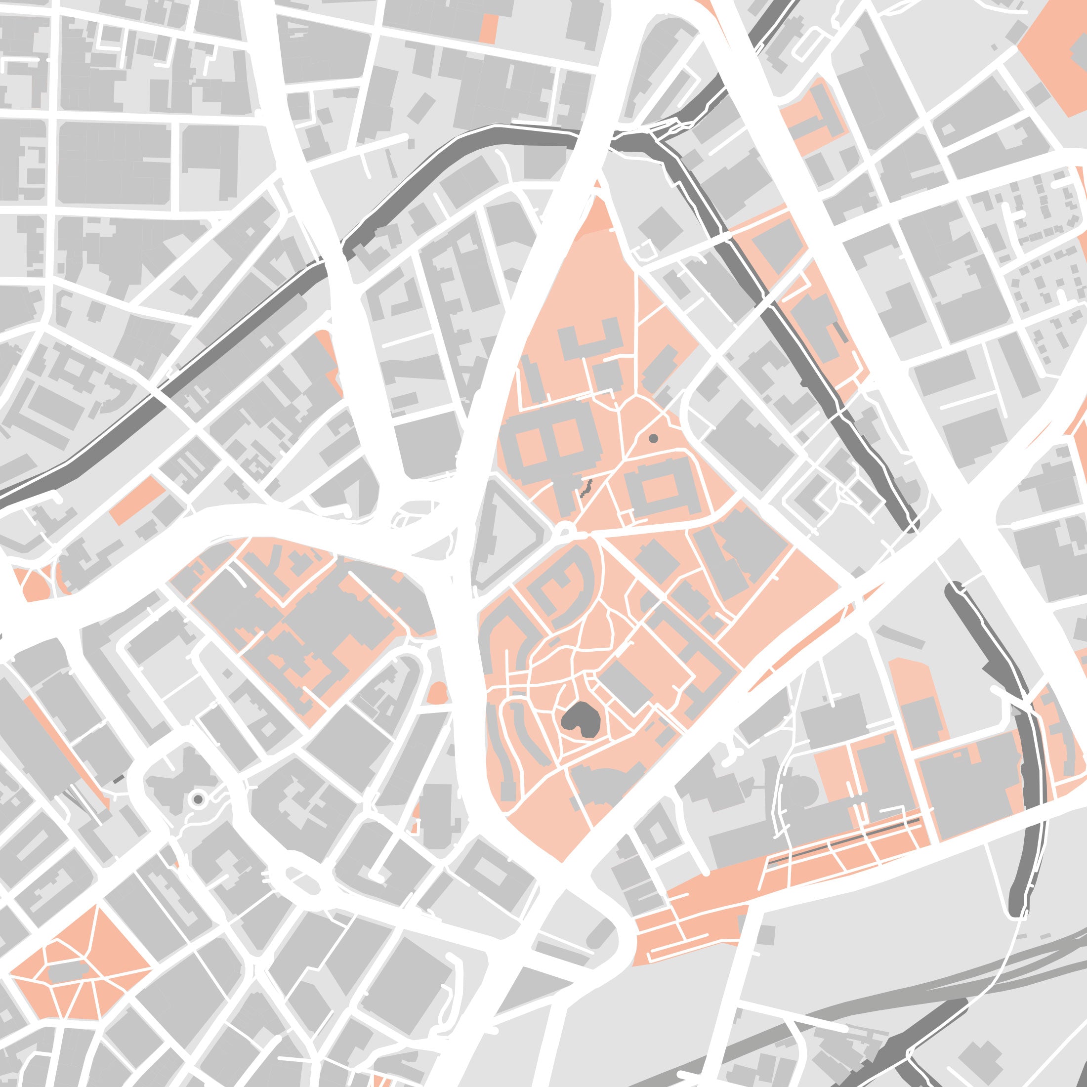 Birmingham Map Print – Coral Edition – Landscape