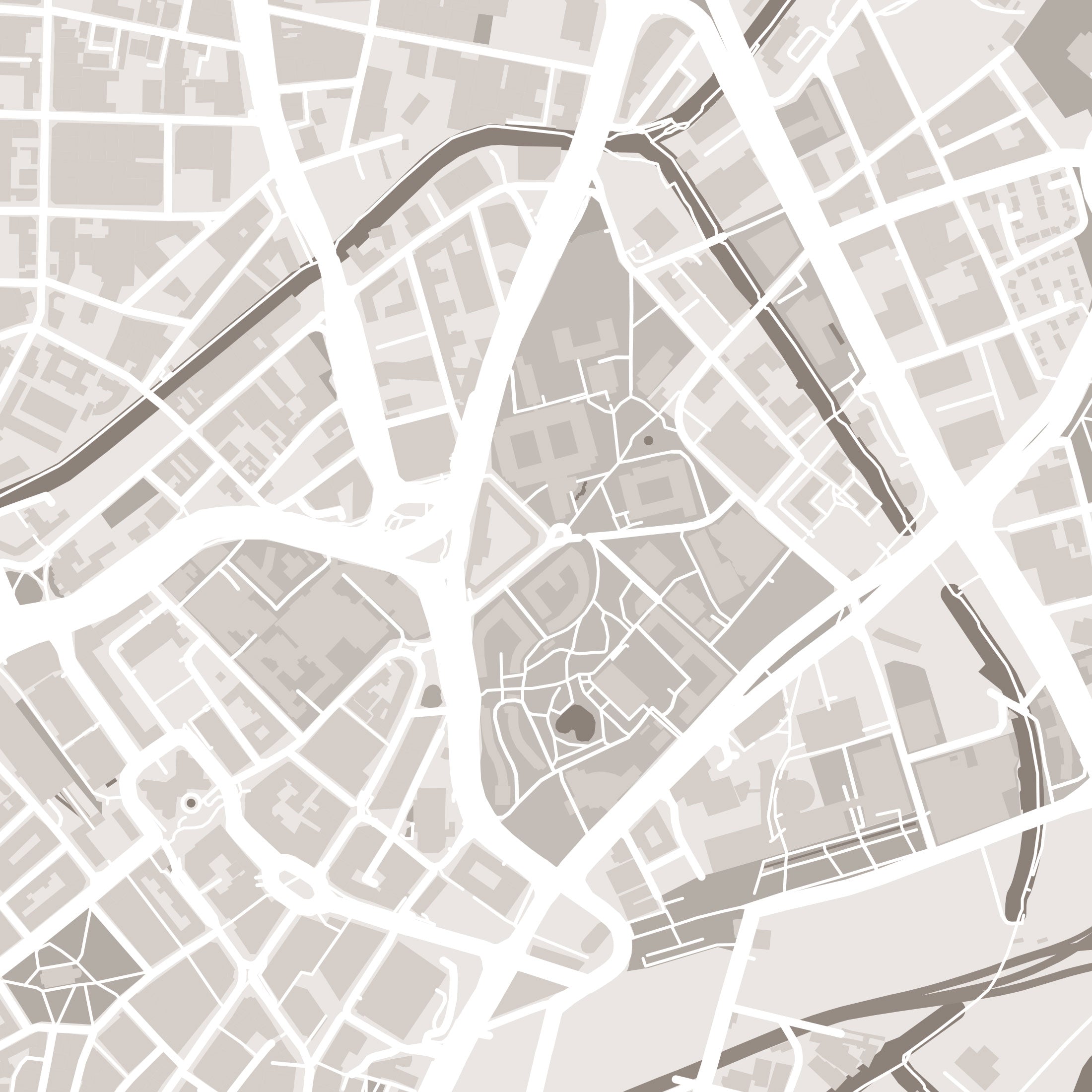 Birmingham Map Print – Sepia Edition – Landscape