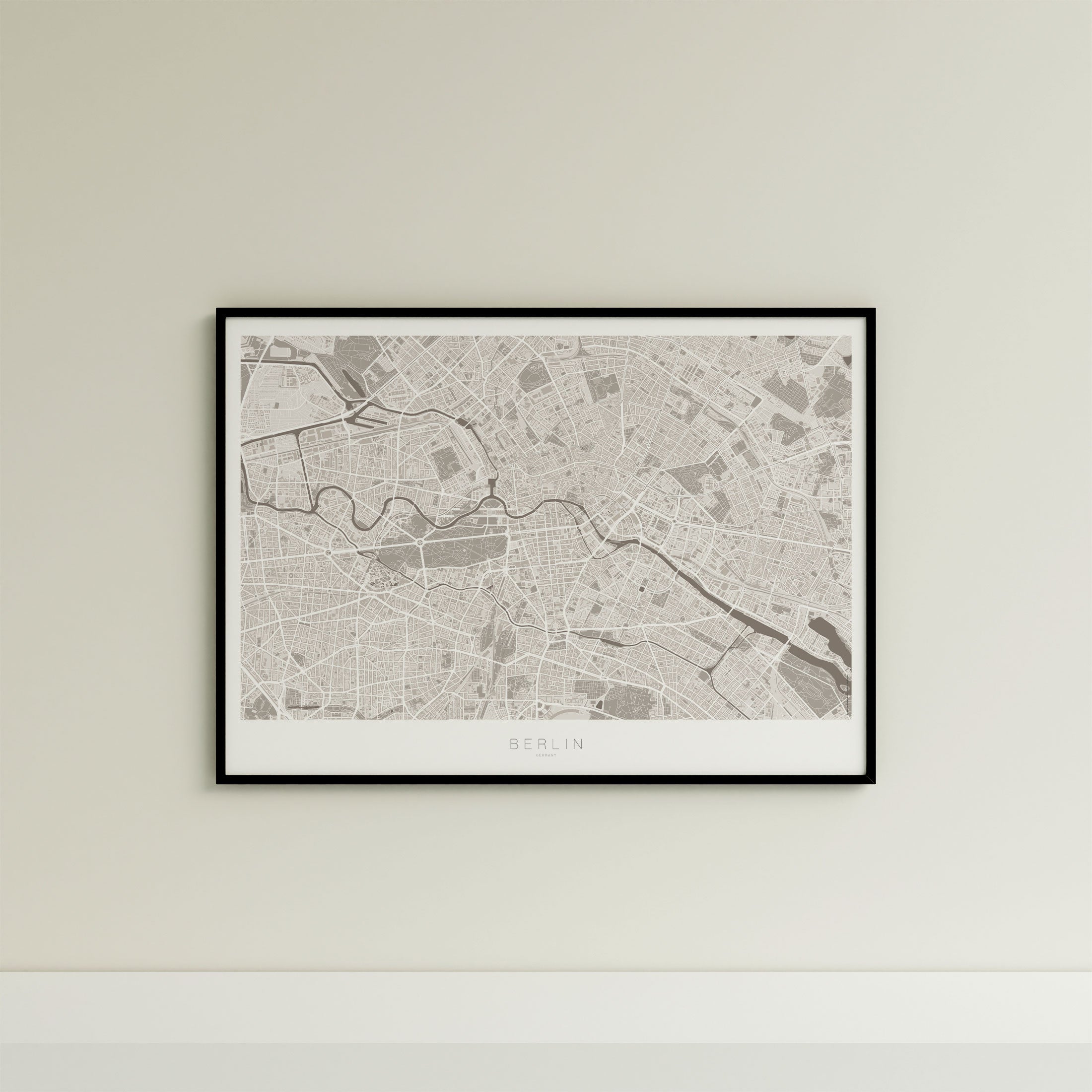 Berlin Map Print – Sepia Edition – Landscape