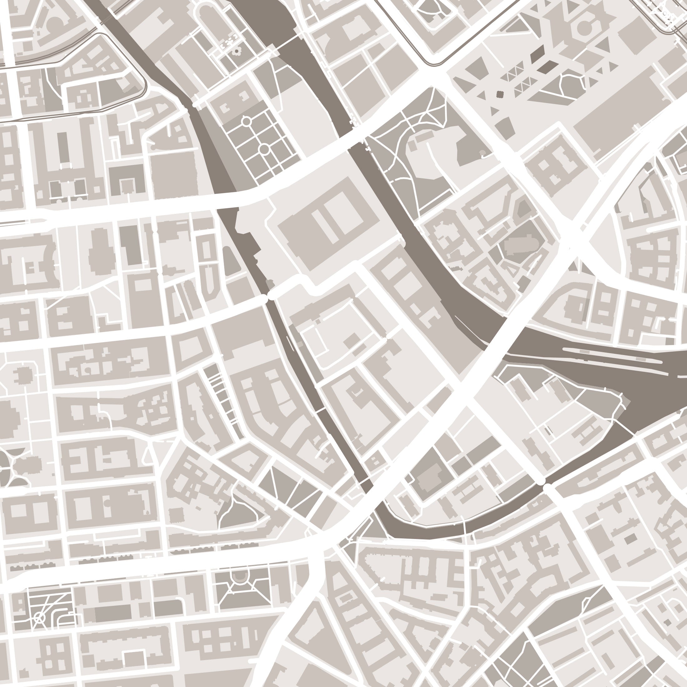 Berlin Map Print – Sepia Edition – Landscape