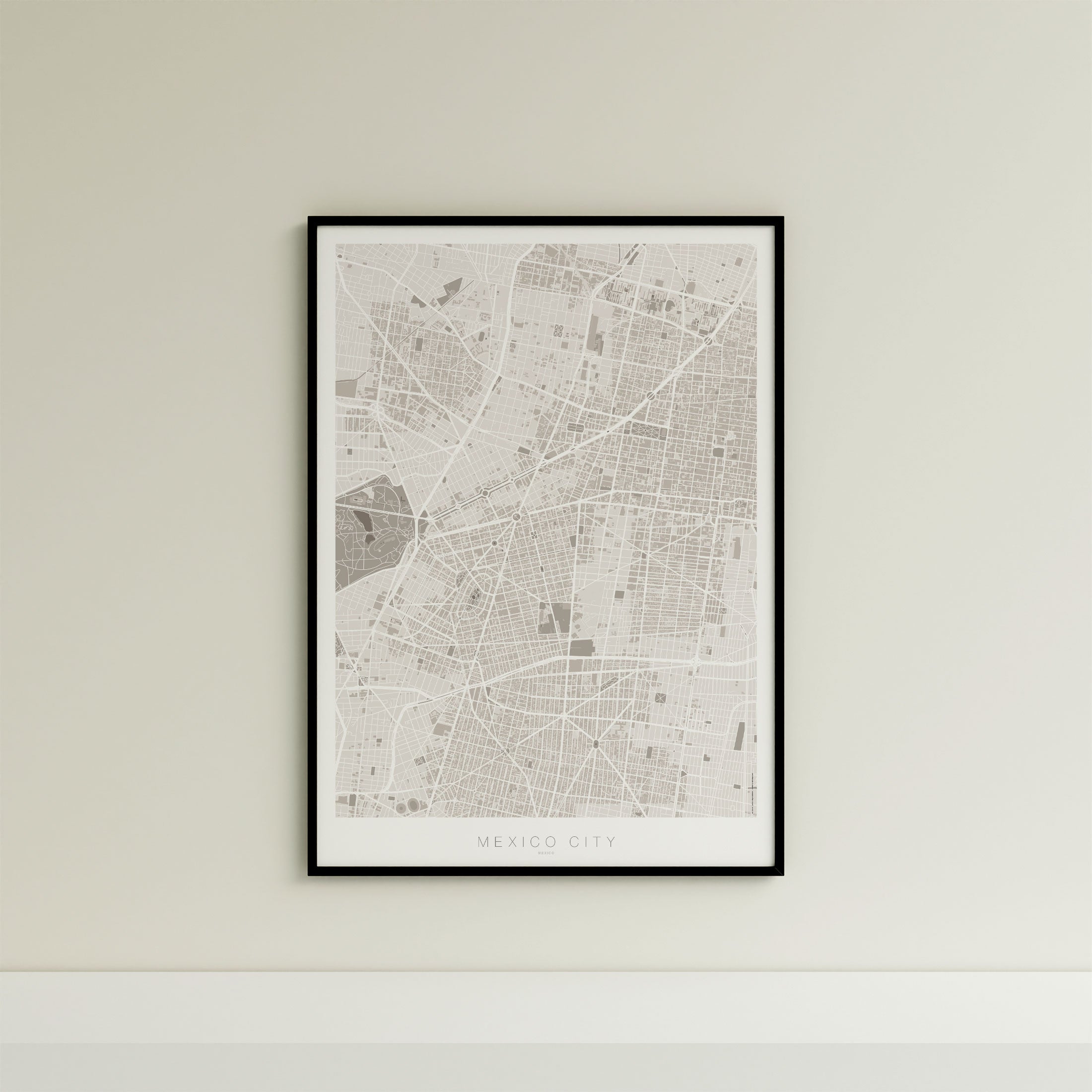 Mexico City Map Print – Sepia Edition – Portrait