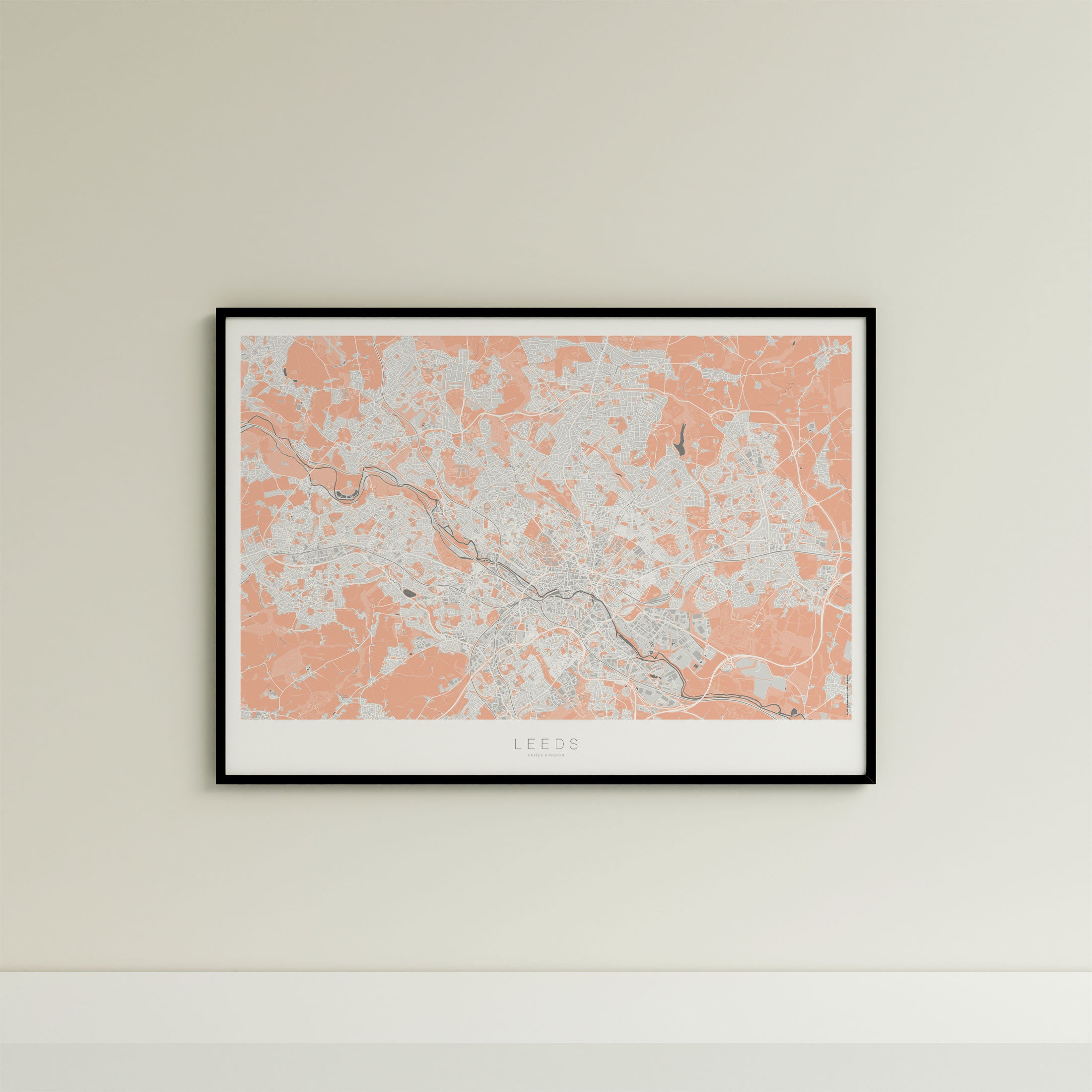 Leeds Map Print – Coral Edition – Landscape
