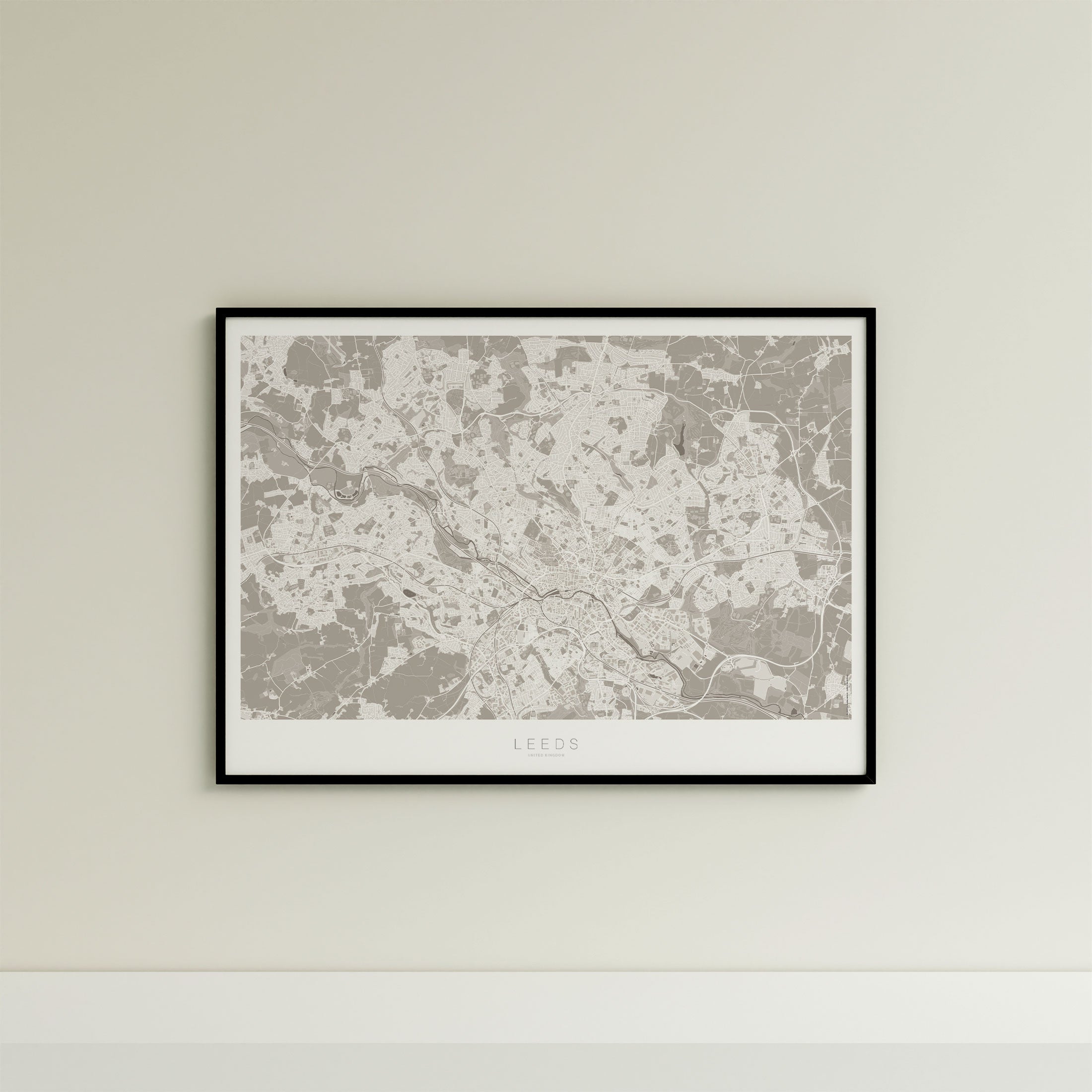 Leeds Map Print – Sepia Edition – Landscape