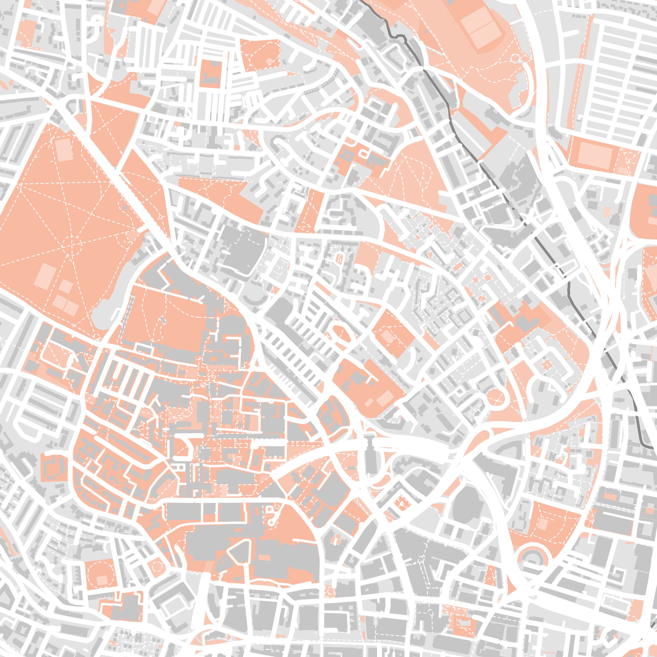 Leeds Map Print – Coral Edition – Landscape