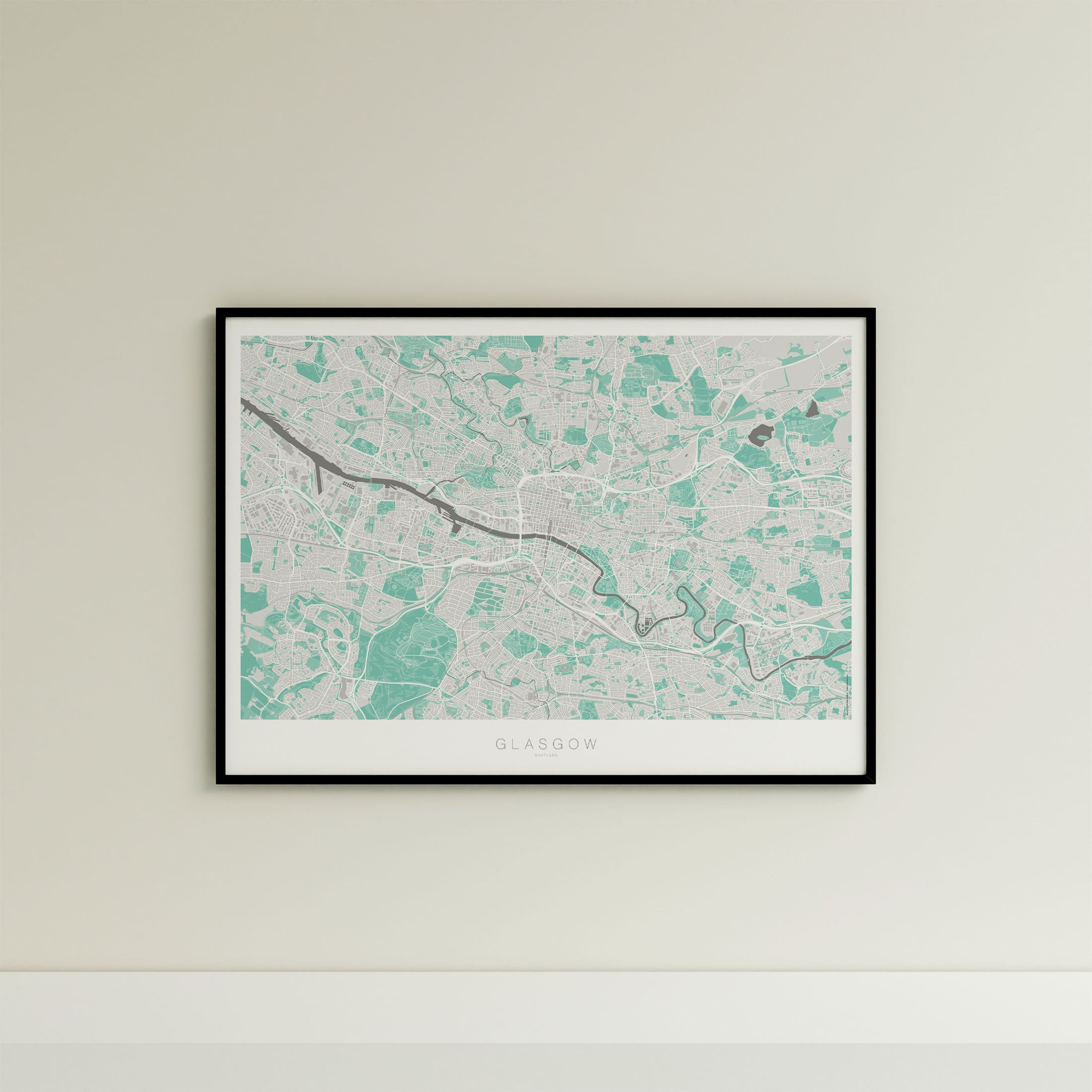 Glasgow Map Print – Forest Edition – Landscape