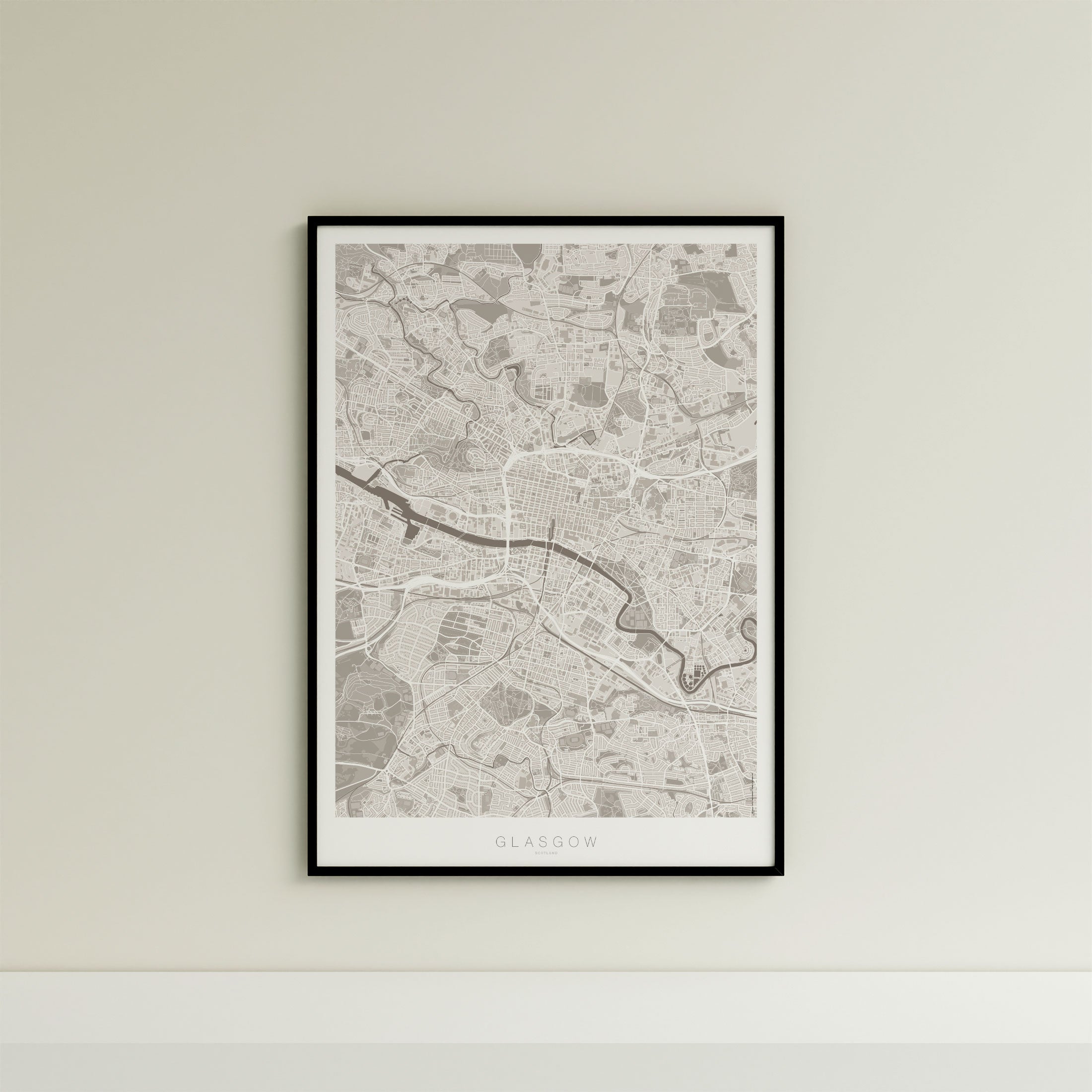 Glasgow Map Print – Sepia Edition – Portrait