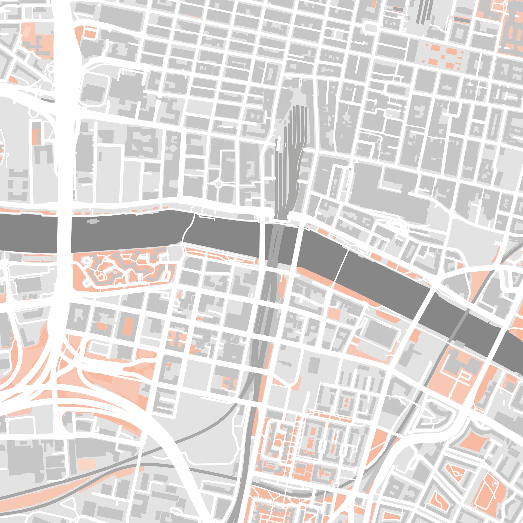 Glasgow Map Print – Coral Edition – Landscape
