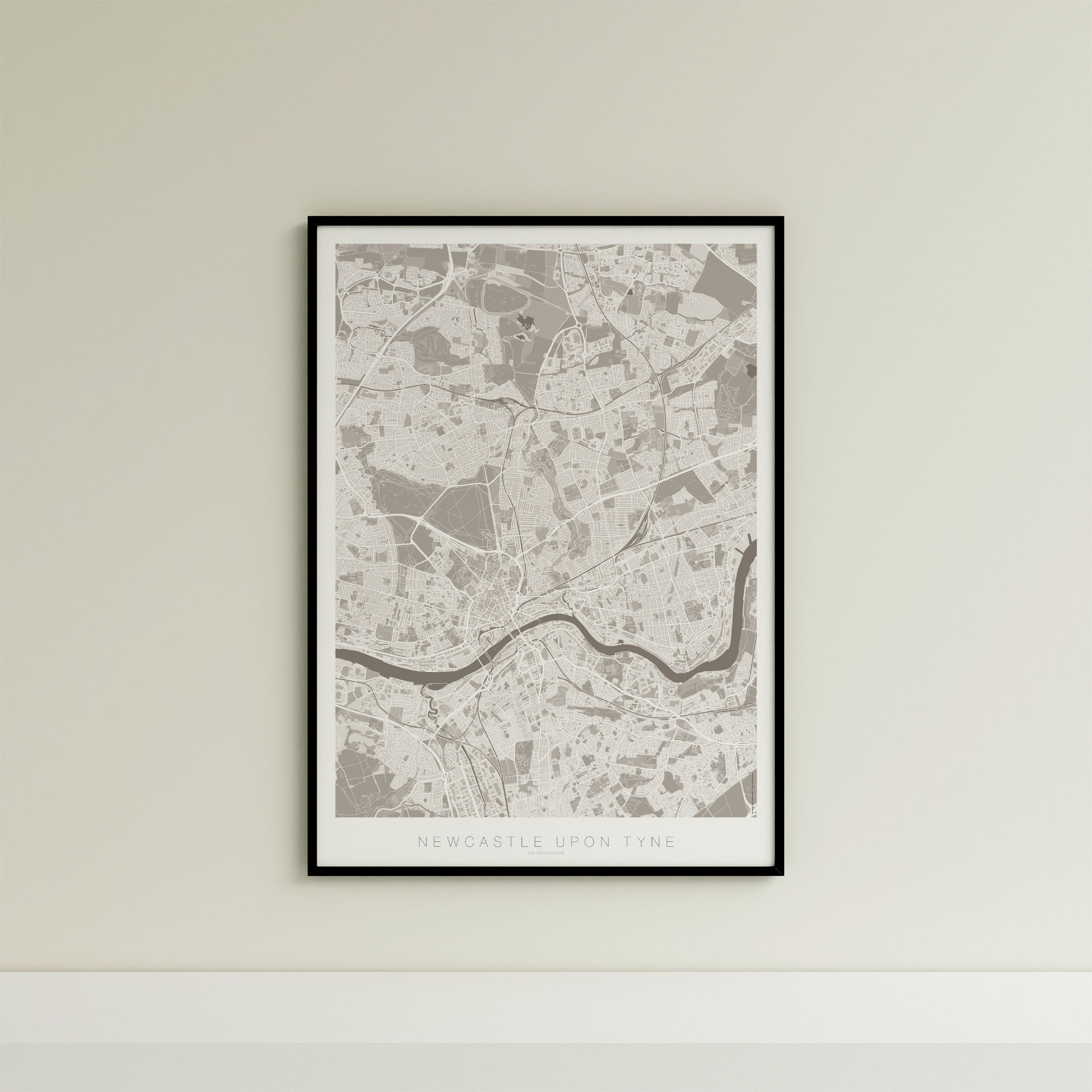 Newcastle Upon Tyne Map Print – Sepia Edition – Portrait