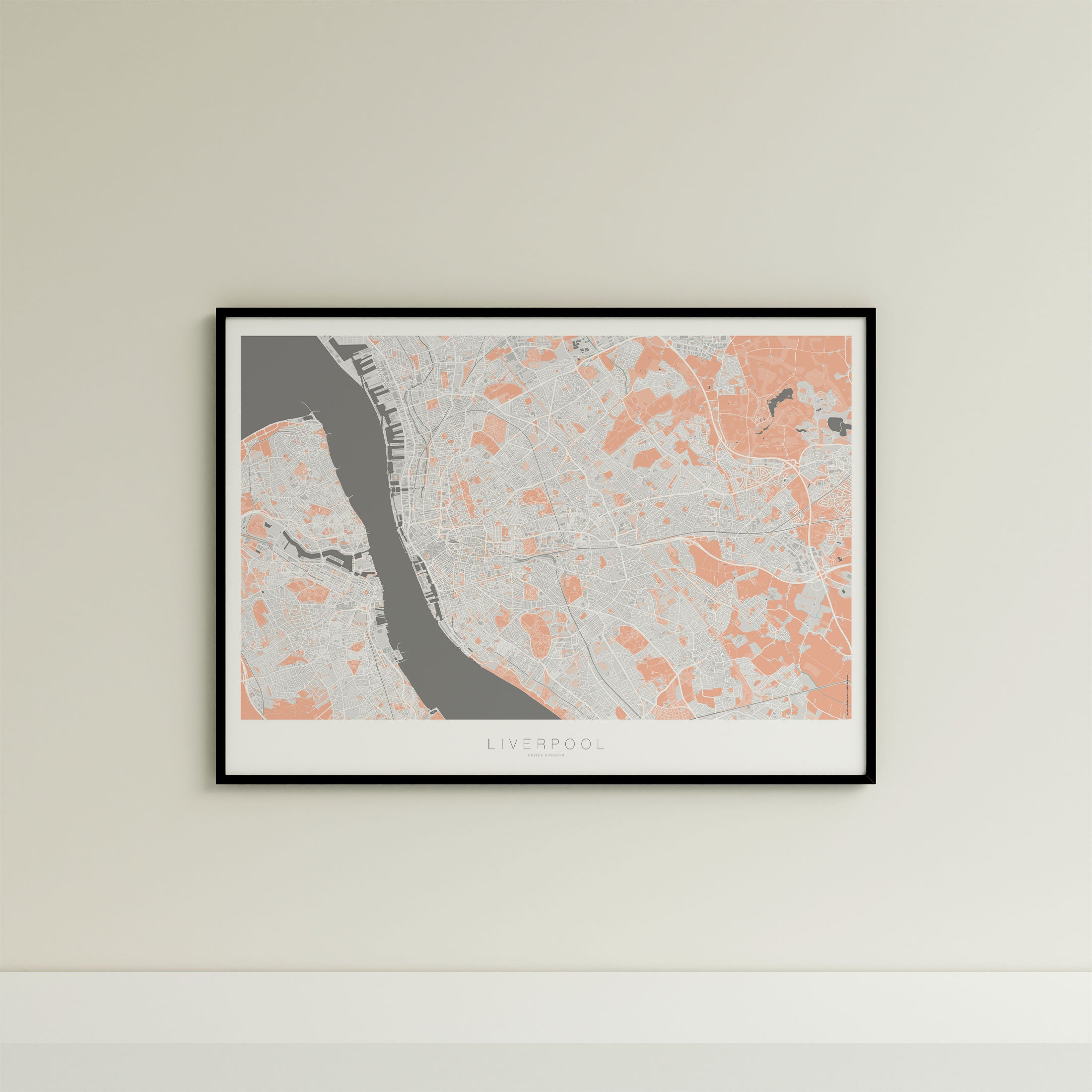 Liverpool Map Print – Coral Edition – Landscape