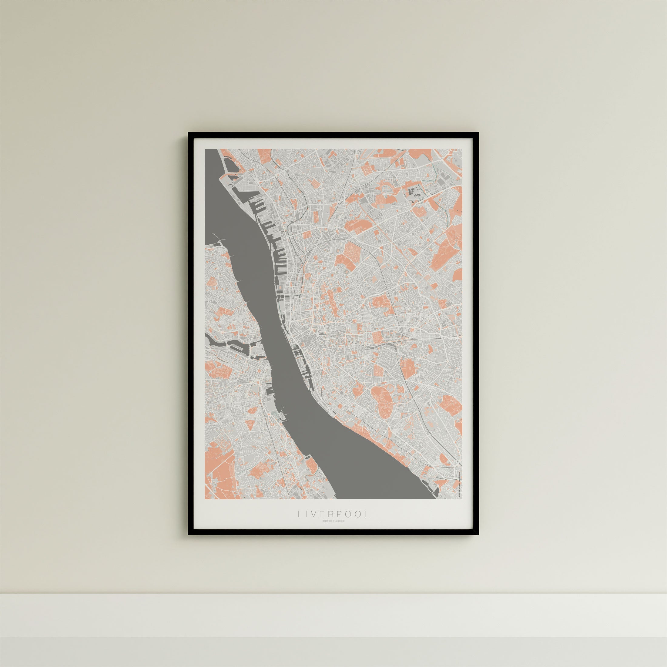 Liverpool Map Print – Coral Edition – Portrait