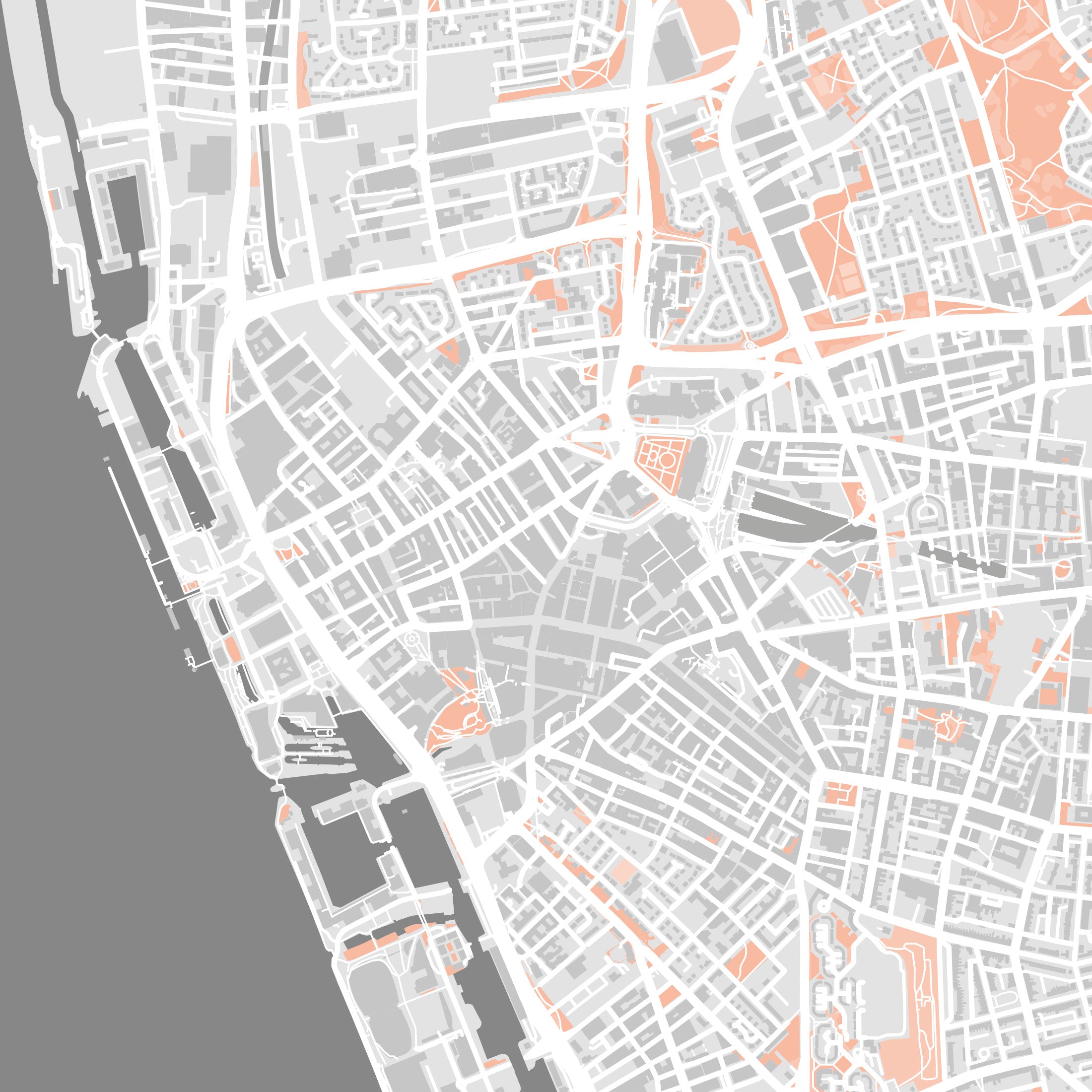 Liverpool Map Print – Coral Edition – Landscape