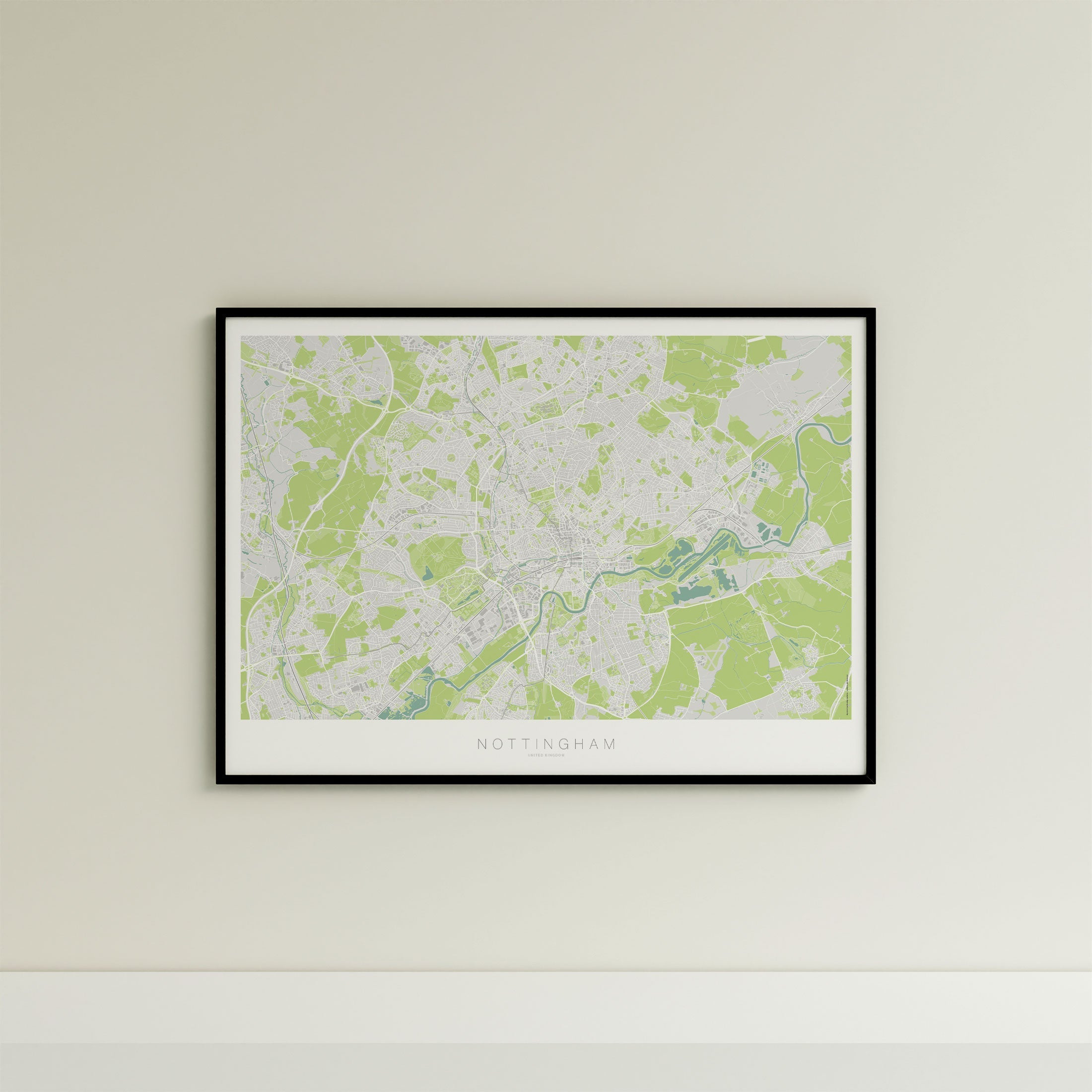 Nottingham Map Print – Atlas Modern Edition – Landscape