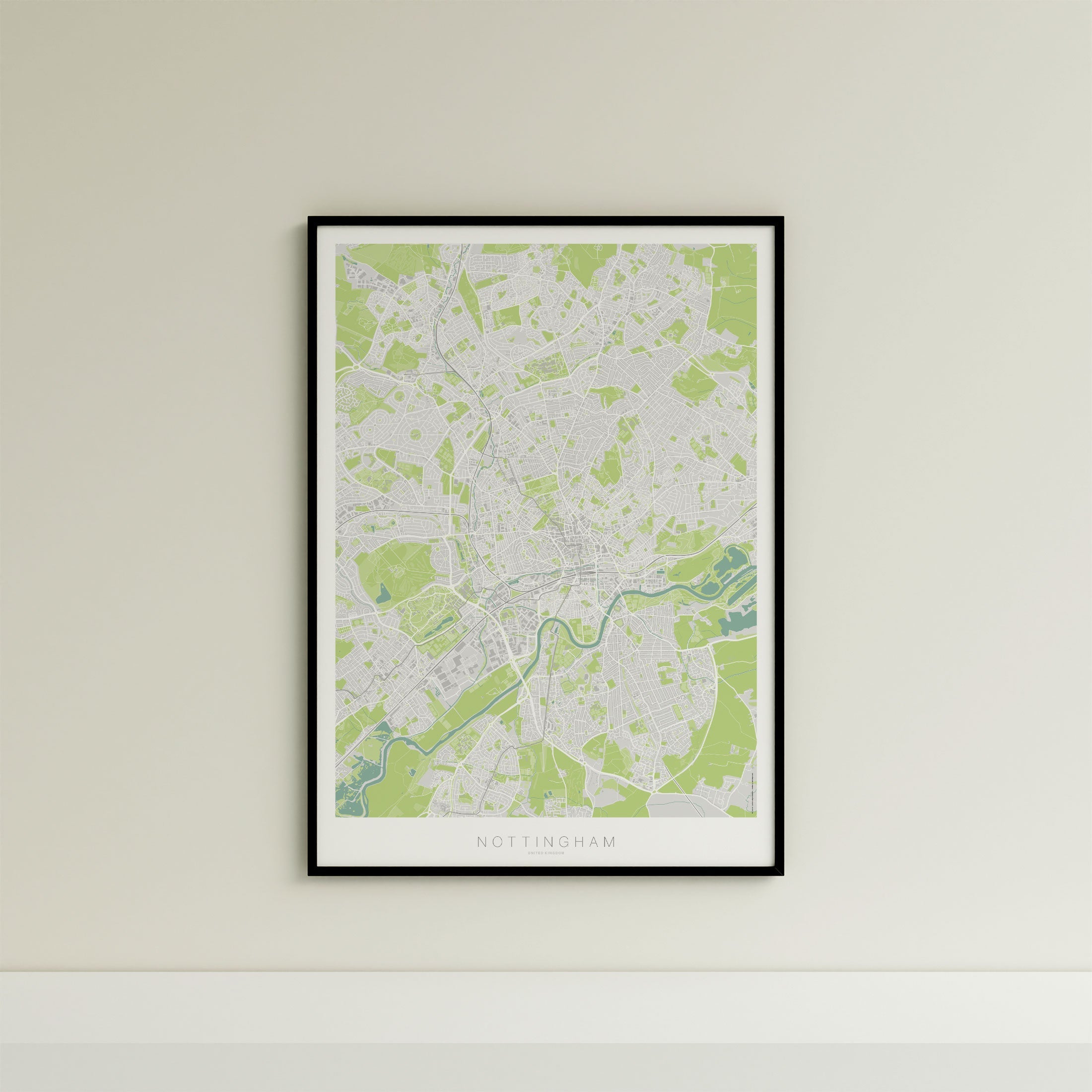 Nottingham Map Print – Atlas Modern Edition – Portrait