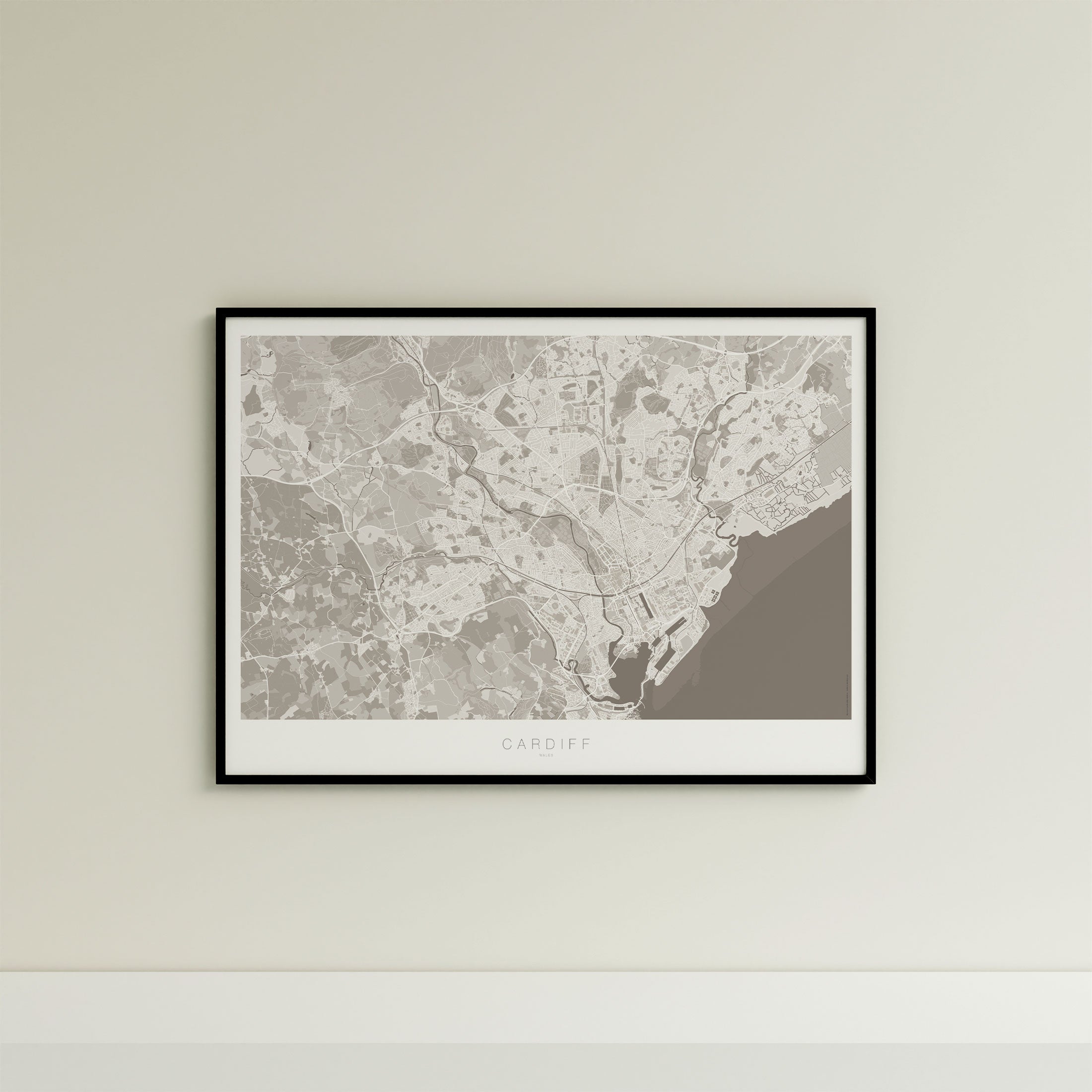 Cardiff Map Print – Sepia Edition – Landscape