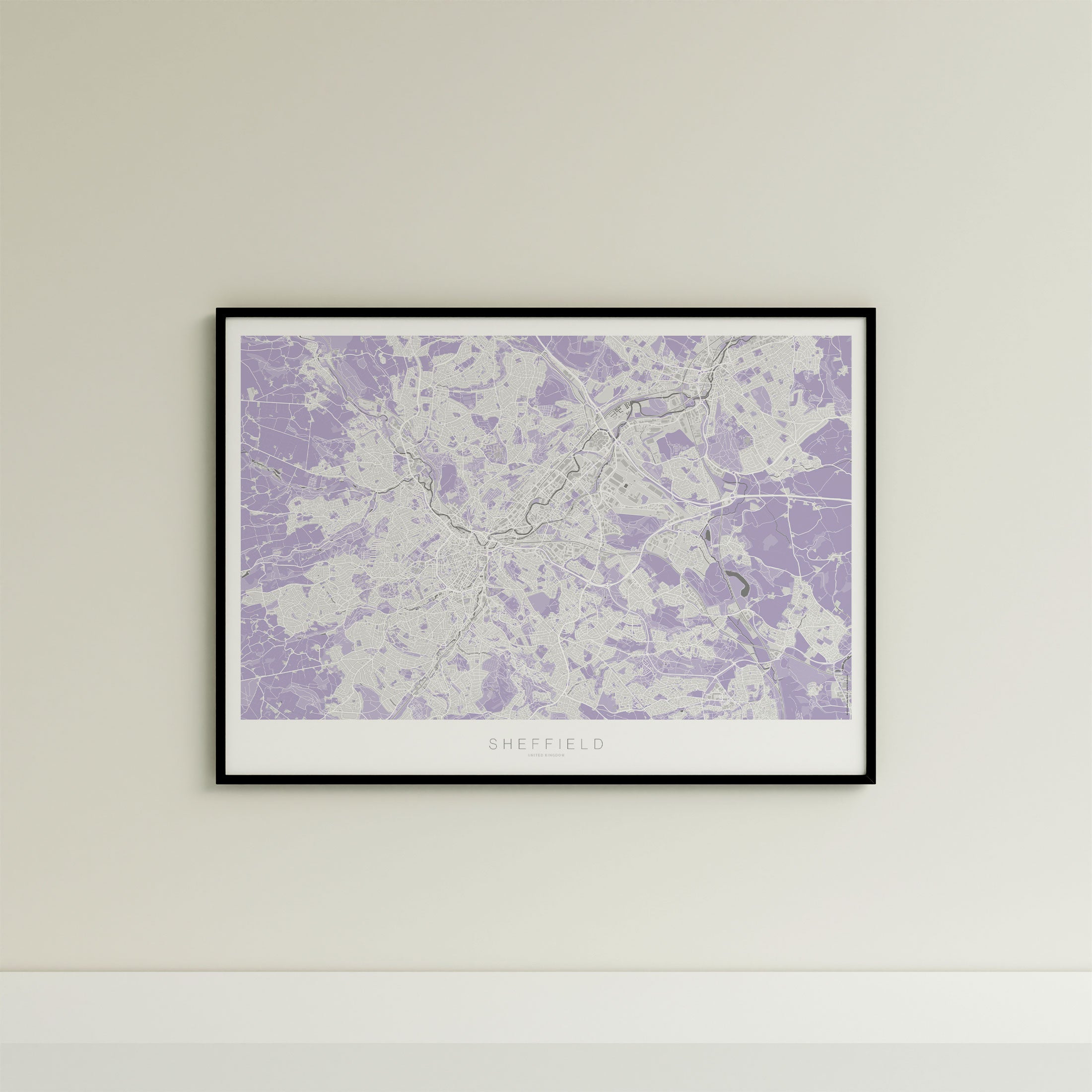 Sheffield Map Print – Lilac Edition – Landscape
