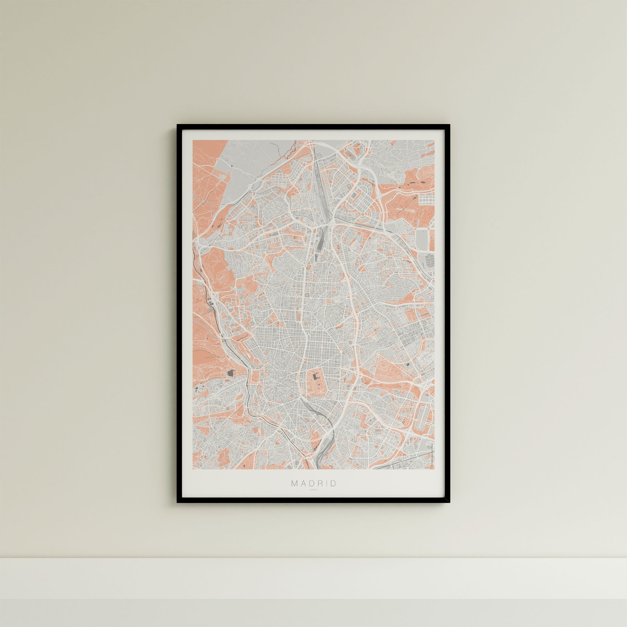 Madrid Map Print – Coral Edition – Portrait