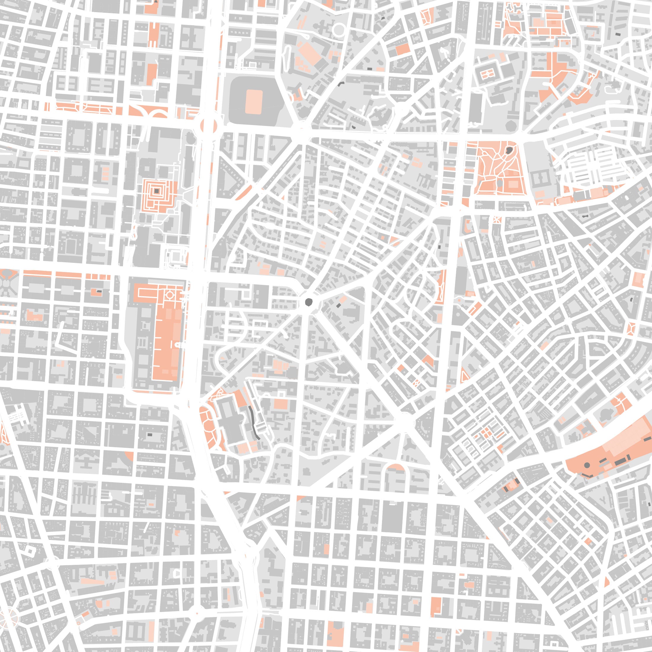 Madrid Map Print – Coral Edition – Landscape
