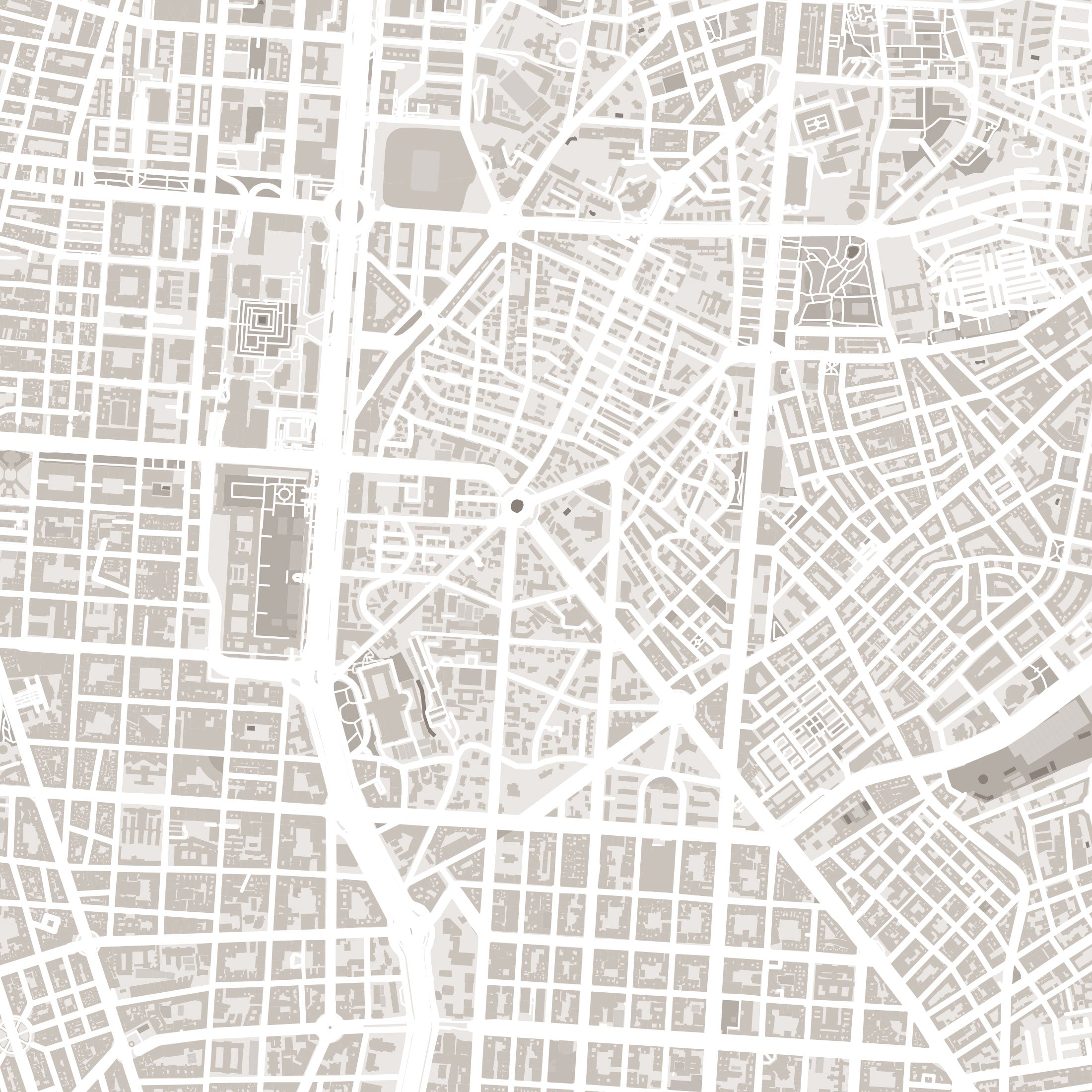 Madrid Map Print – Sepia Edition – Landscape