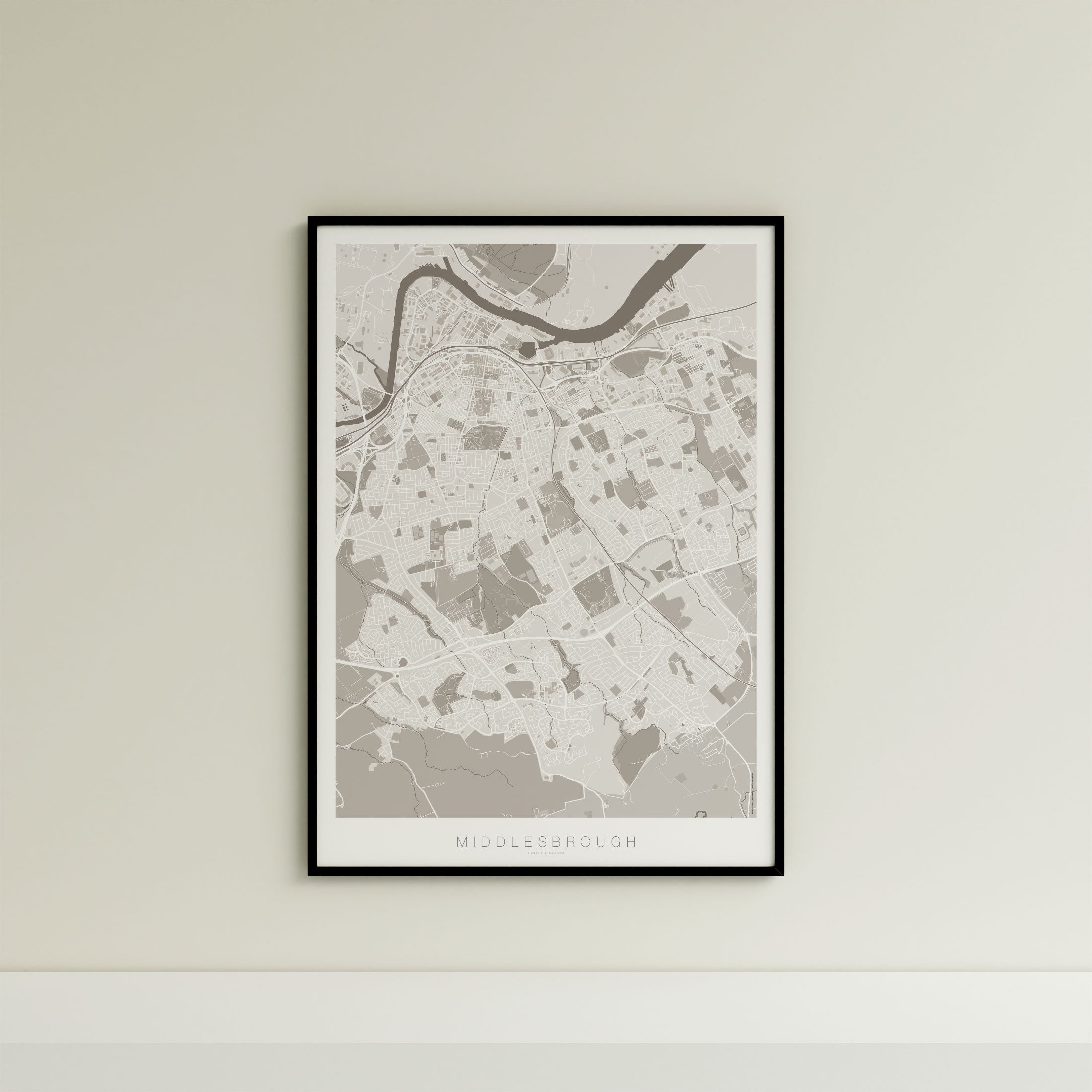 Middlesbrough Map Print – Sepia Edition – Portrait