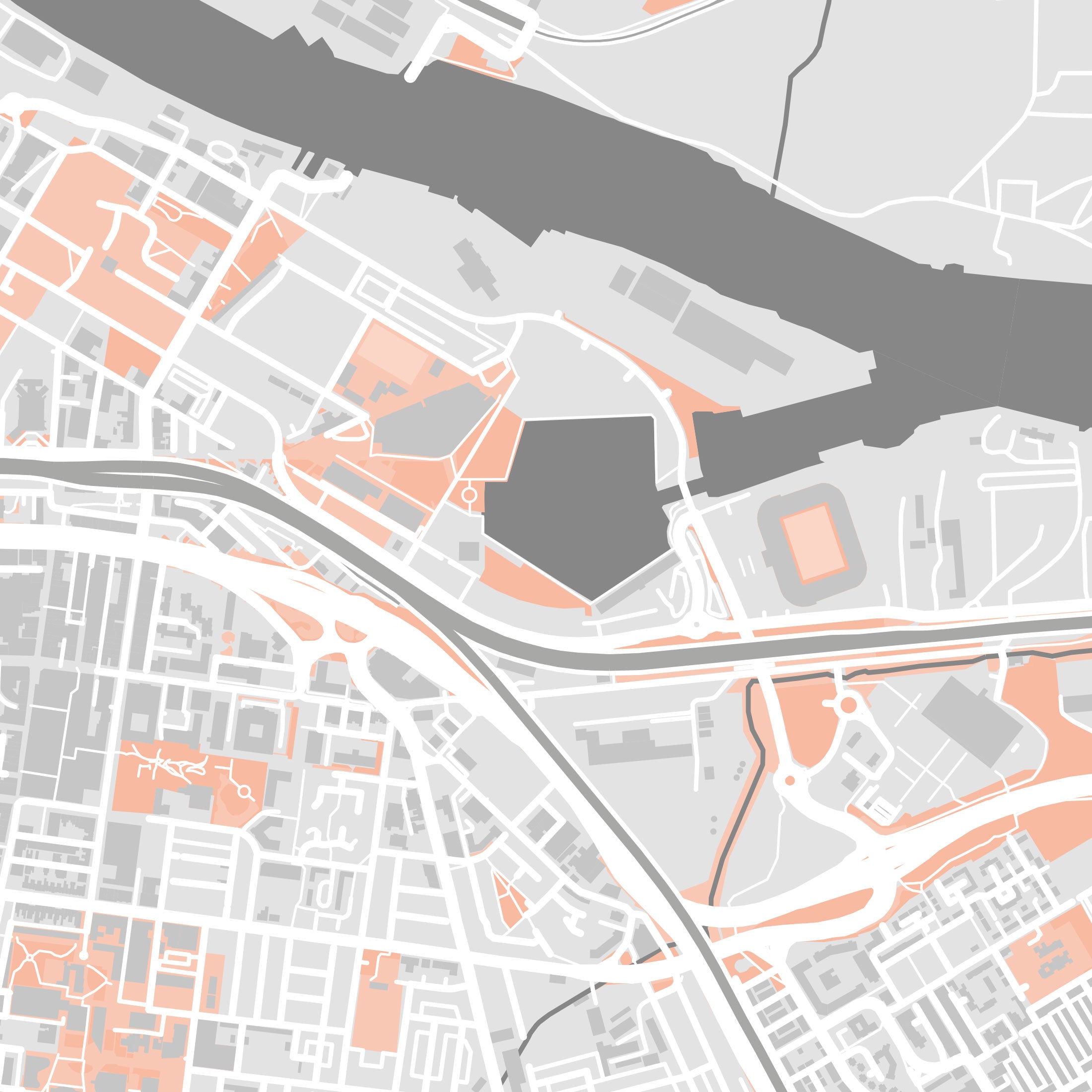Middlesbrough Map Print – Coral Edition – Landscape
