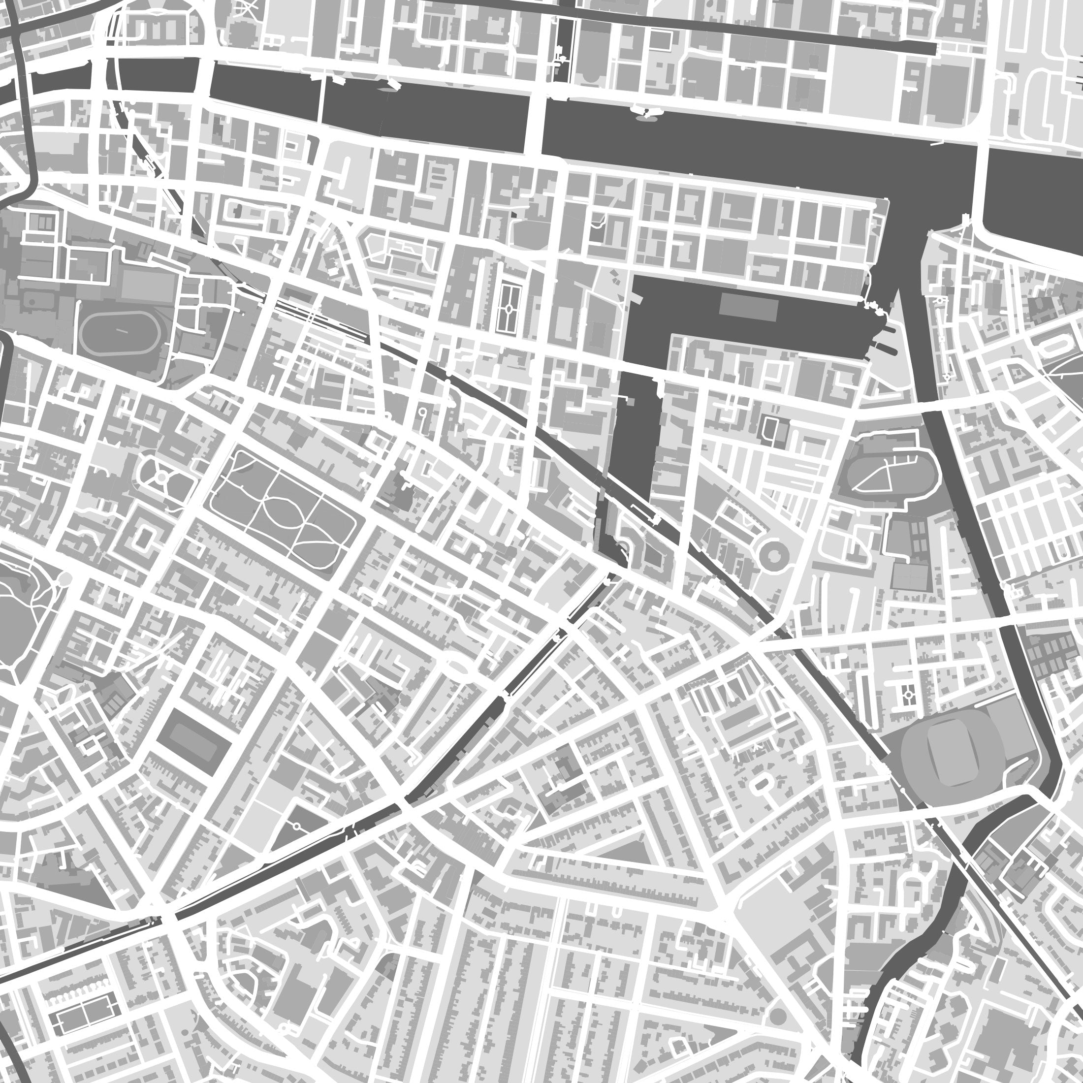 Dublin Map Print – Sepia Edition – Landscape