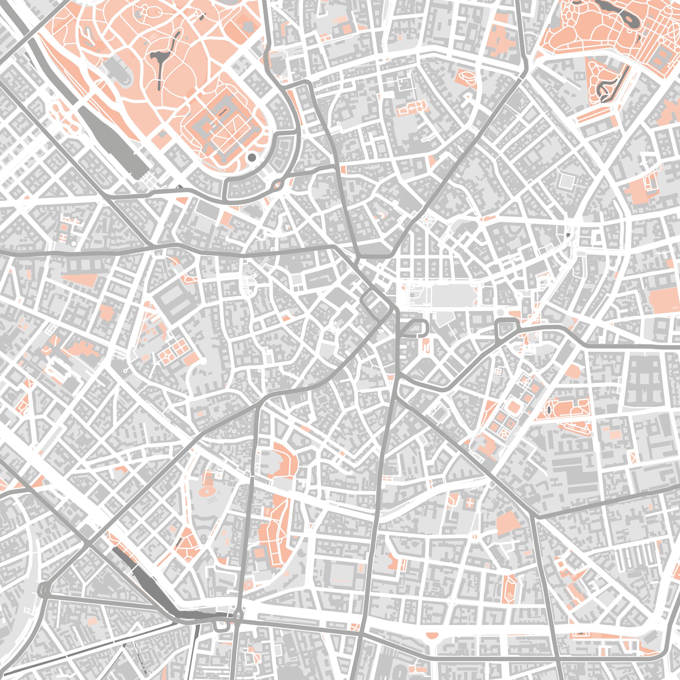 Milan Map Print – Coral Edition – Landscape