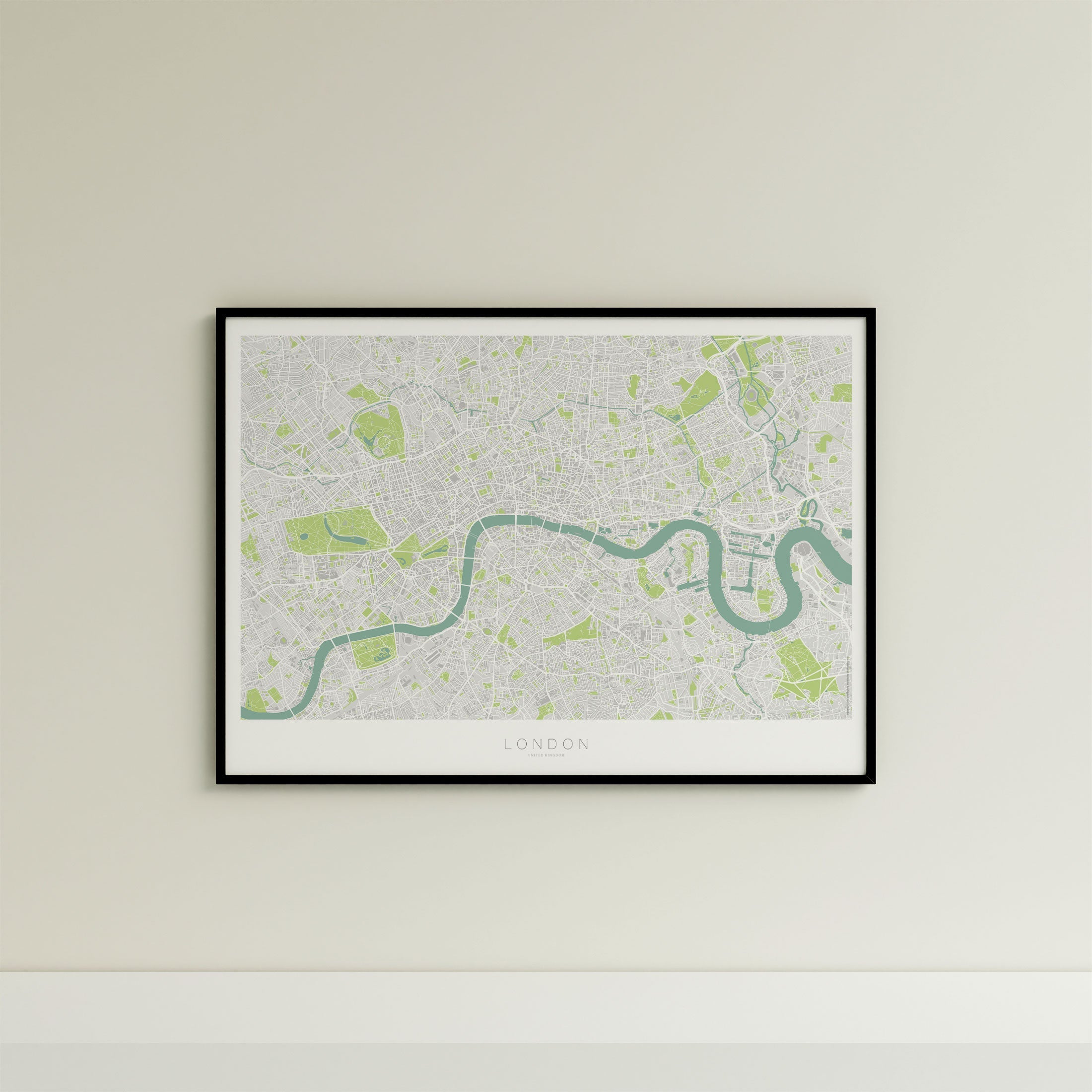 London Map Print – Atlas Modern Edition – Landscape