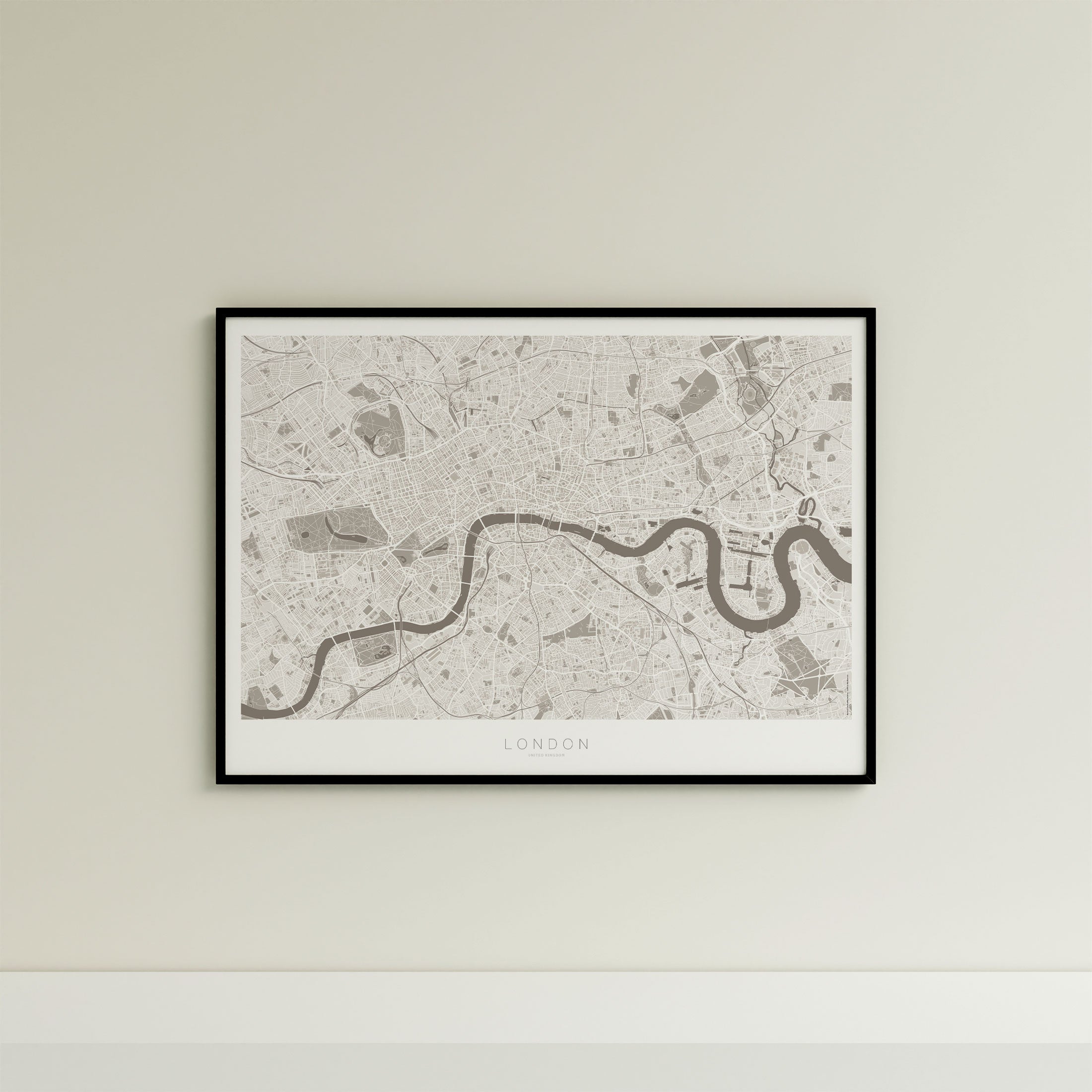 London Map Print – Sepia Edition – Landscape