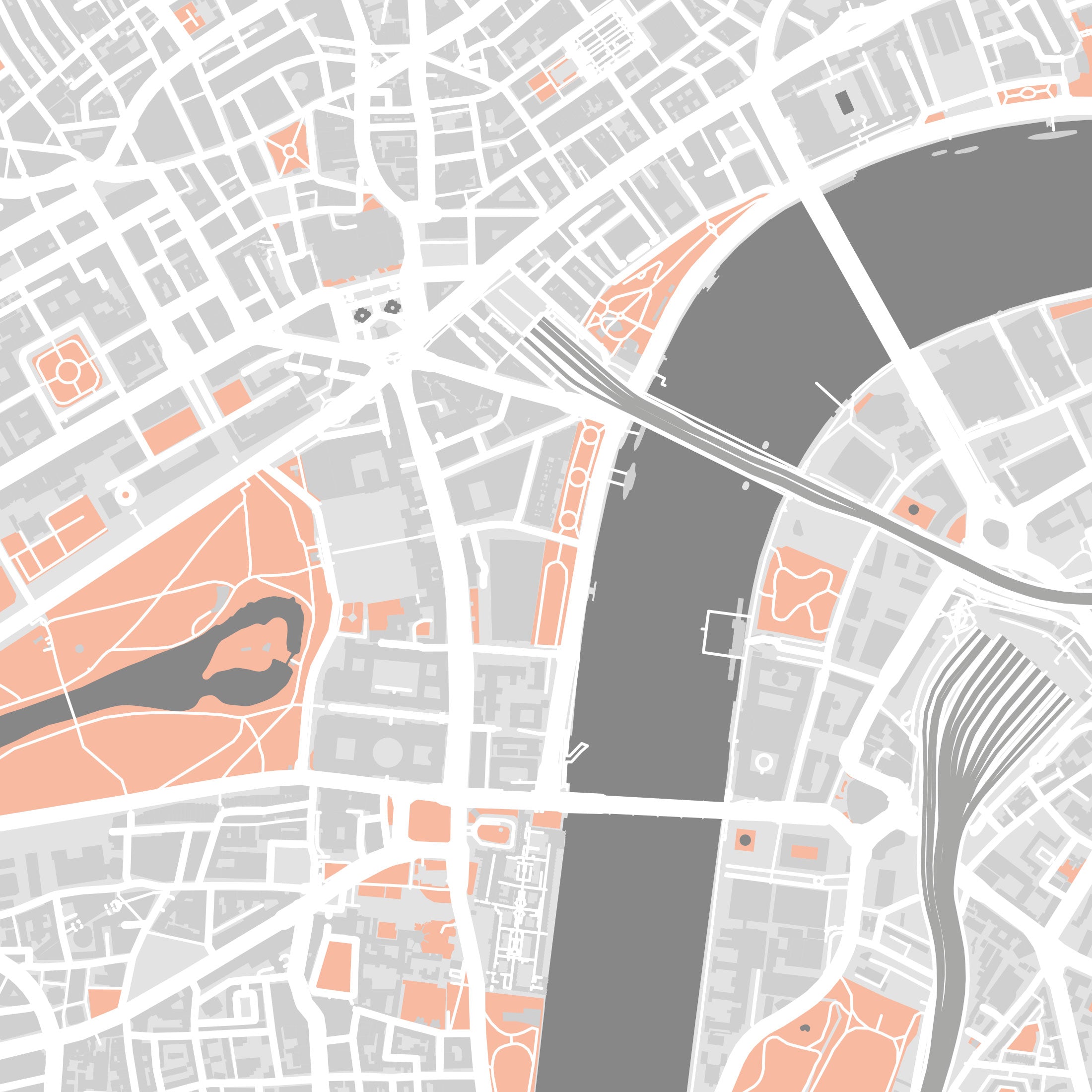 London Map Print – Coral Edition – Landscape