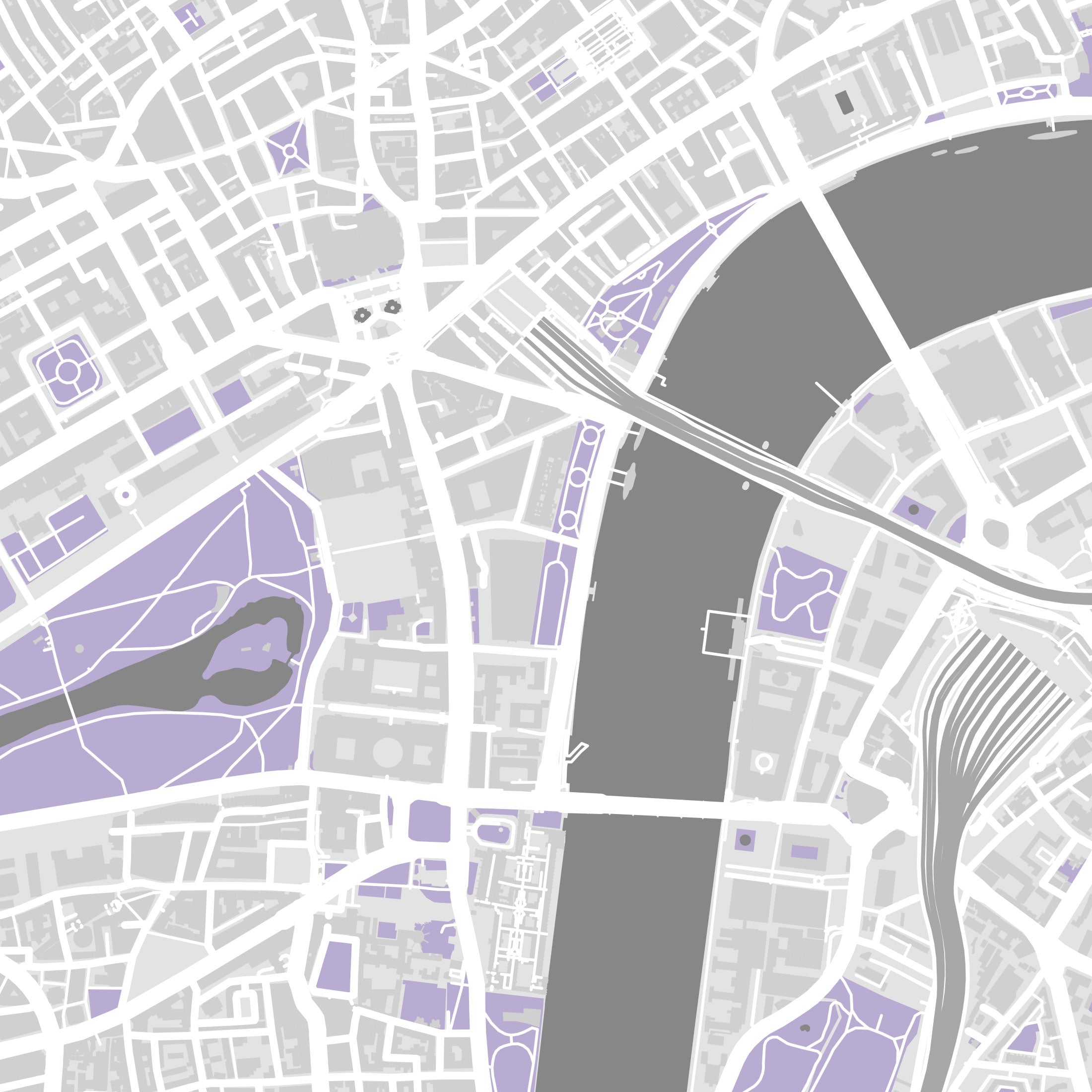 London Map Print – Lilac Edition – Landscape