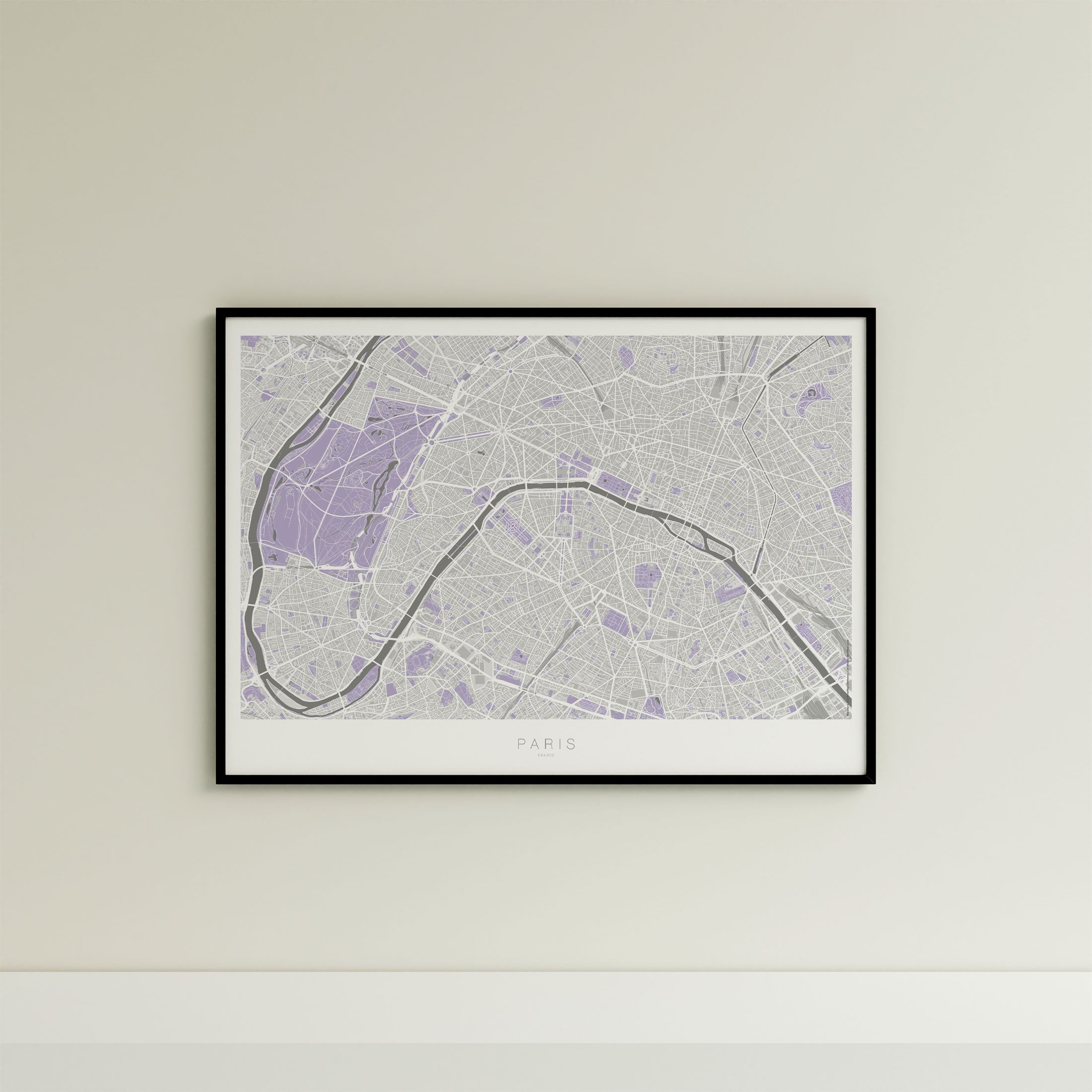 Paris Map Print – Lilac Edition – Landscape