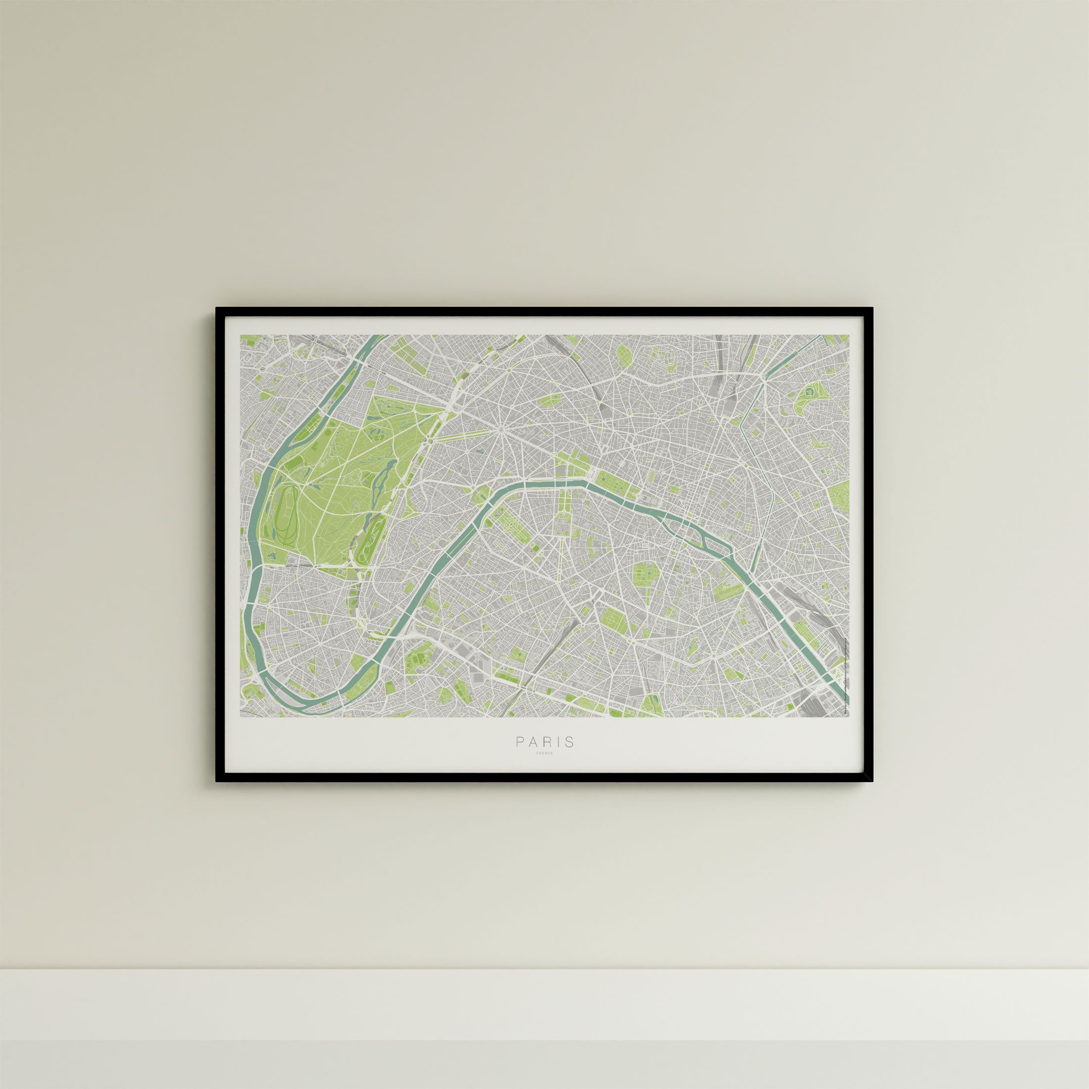 Paris Map Print – Atlas Modern Edition – Landscape