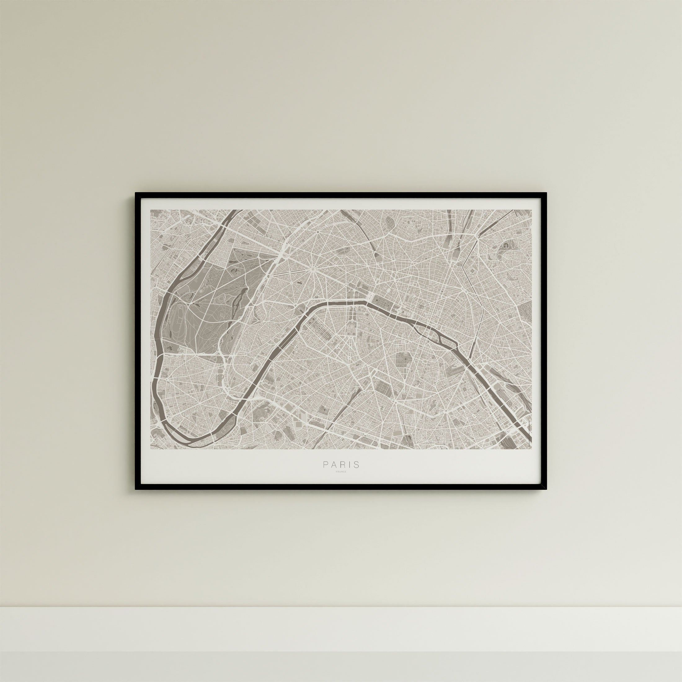 Paris Map Print – Sepia Edition – Landscape