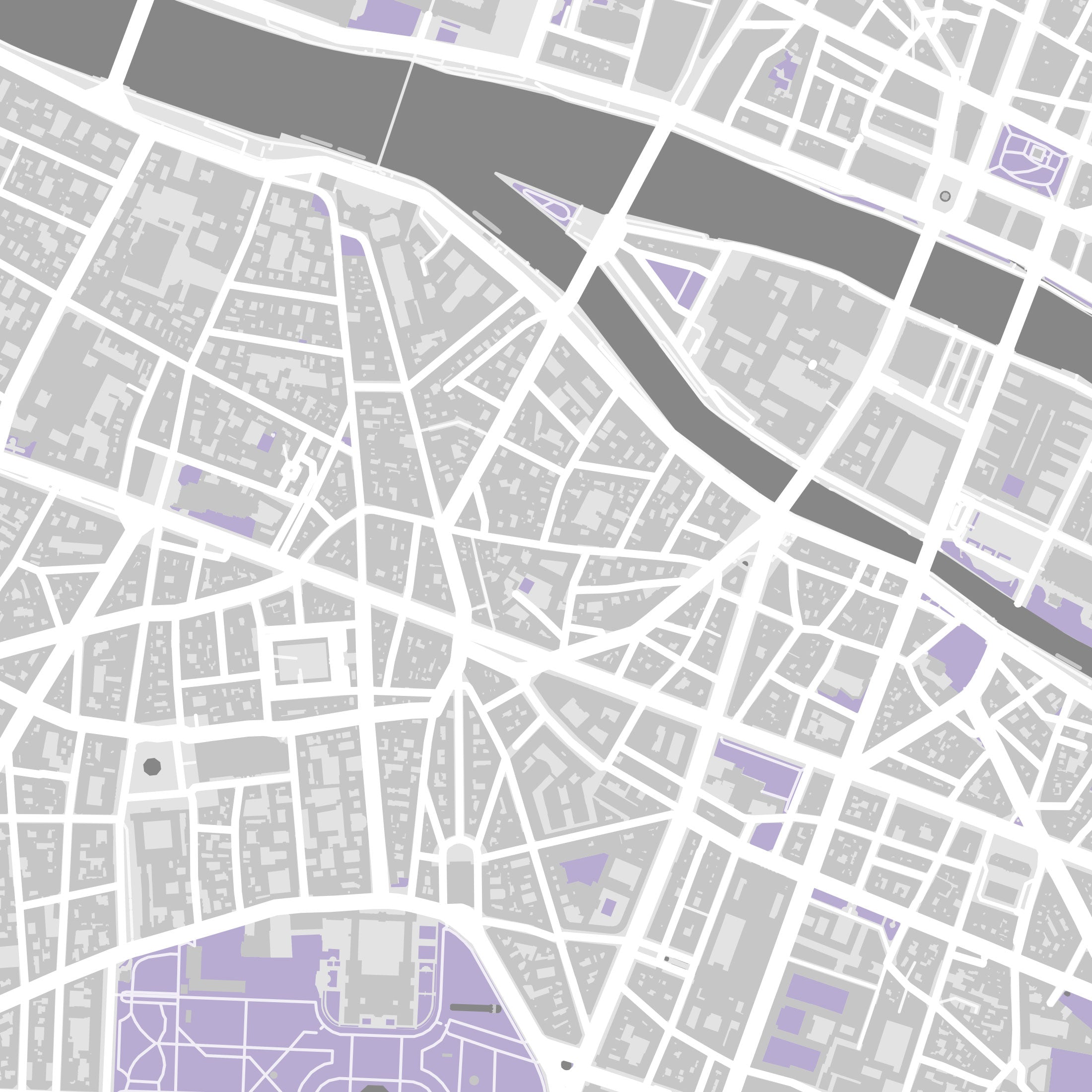 Paris Map Print – Lilac Edition – Landscape