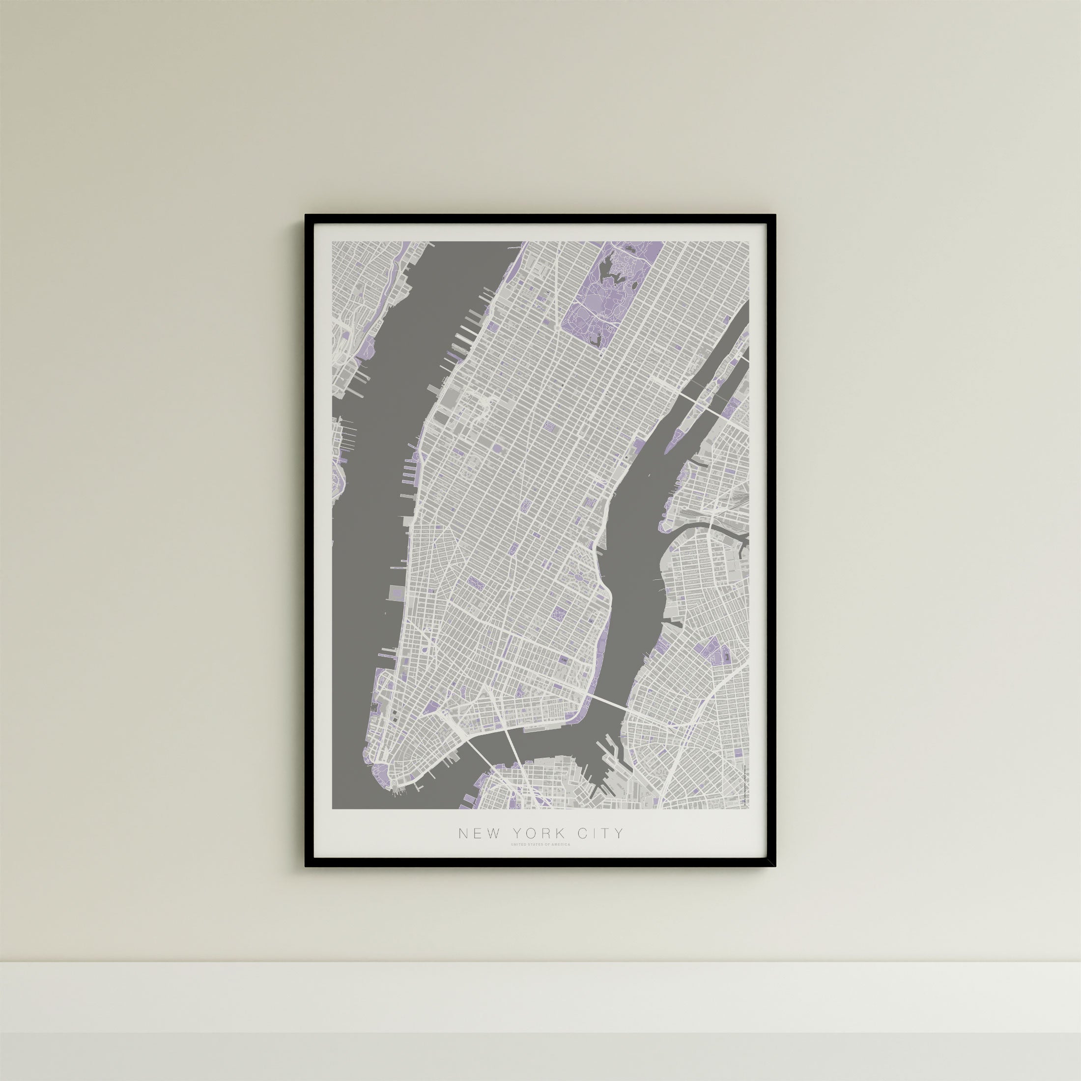 New York City Map Print – Lilac Edition – Portrait