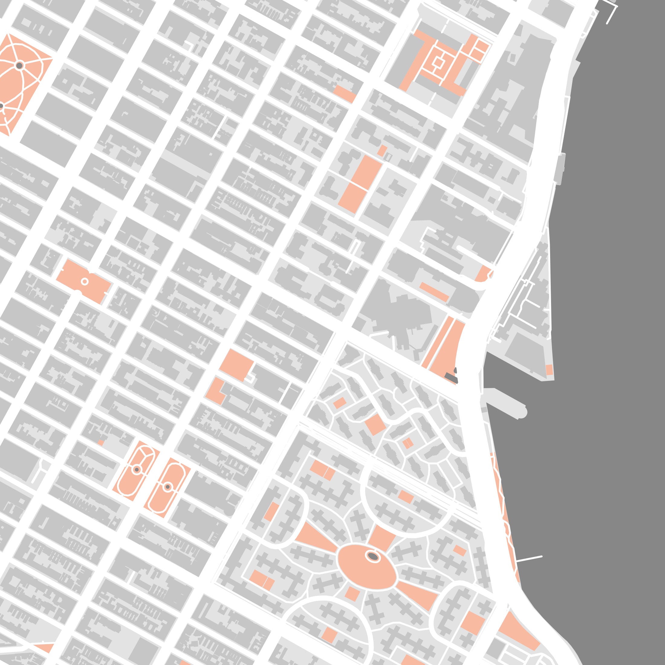 New York City Map Print – Coral Edition – Landscape